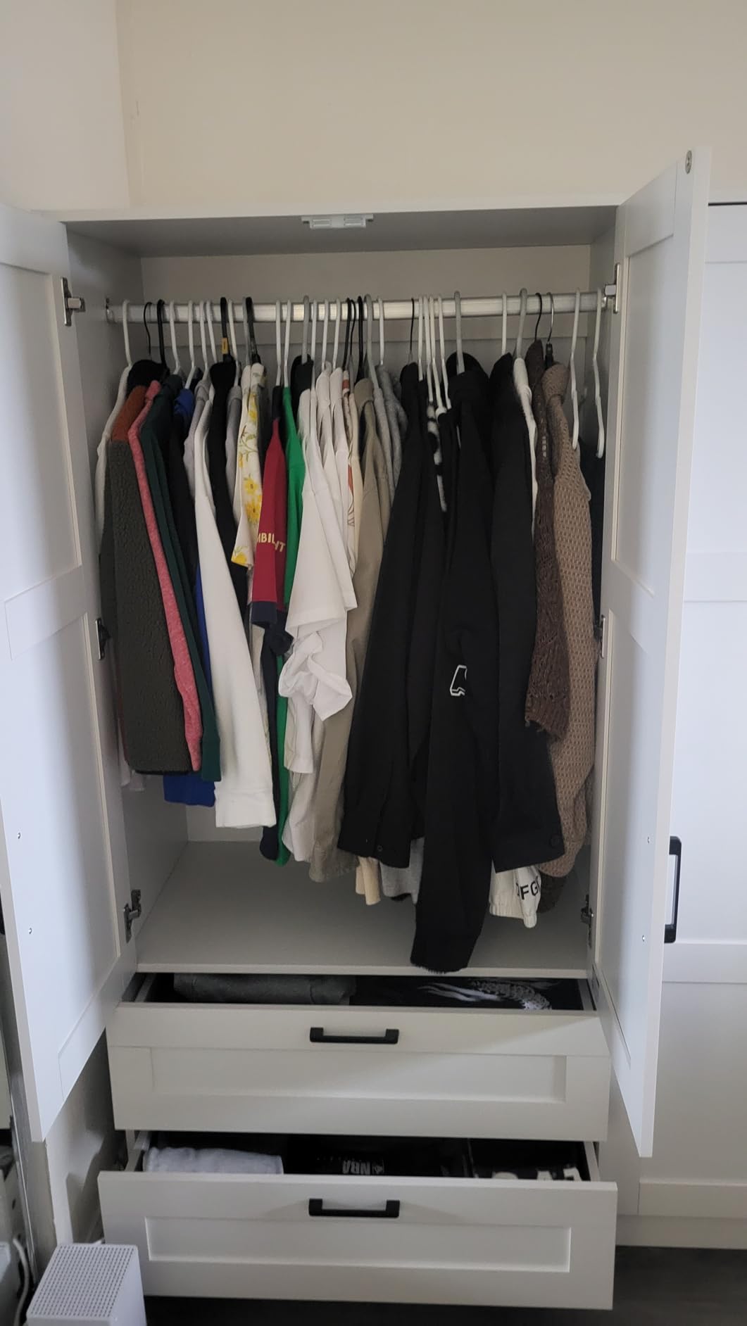 Fenghua Lizhi 3 Doors Wooden Wardrobe Closet Armoire, White Storage Cabinet for Hanging Clothes, Bedroom Large Capacity Freestanding Armoire,Wood Wardrobe Combination with Shelves (2drawer, White) customer photo 2
