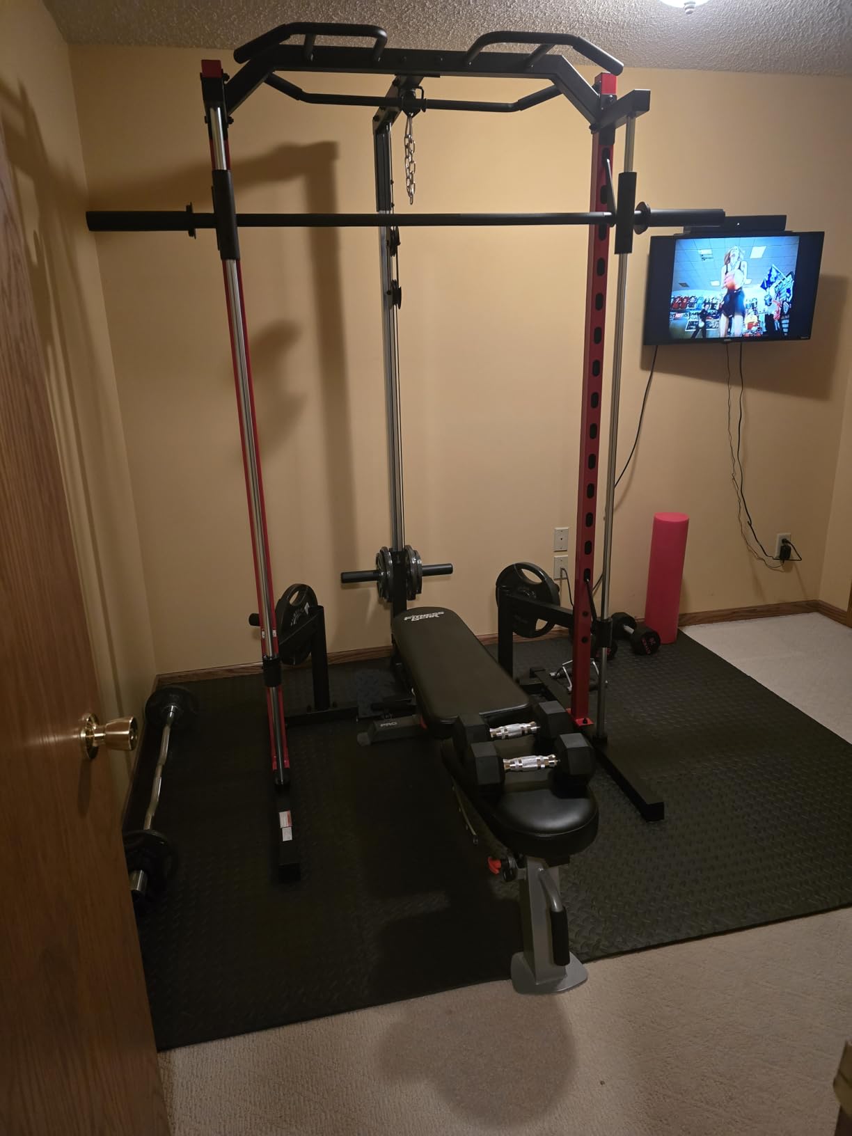 OPPSDECOR All-in-One Smith Machine for Home Gym, 1400LBS Multi-Functional Power Cage Squat Rack with LAT Pulldown System, Cable Machine & Barbell Bar customer photo 2