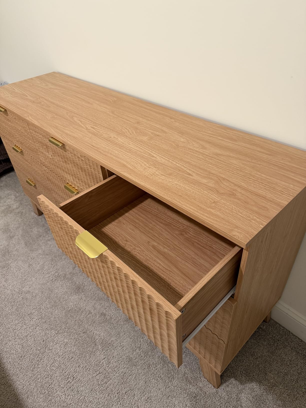 Fluted Dresser for Bedroom with 9 Drawers, 57