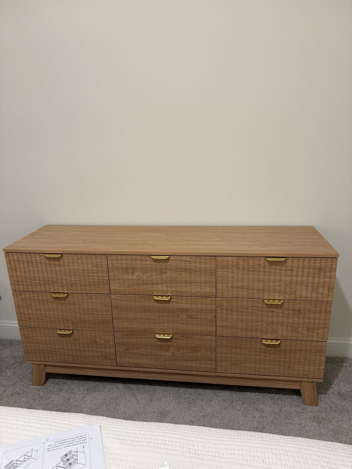 Fluted Dresser for Bedroom with 9 Drawers, 57