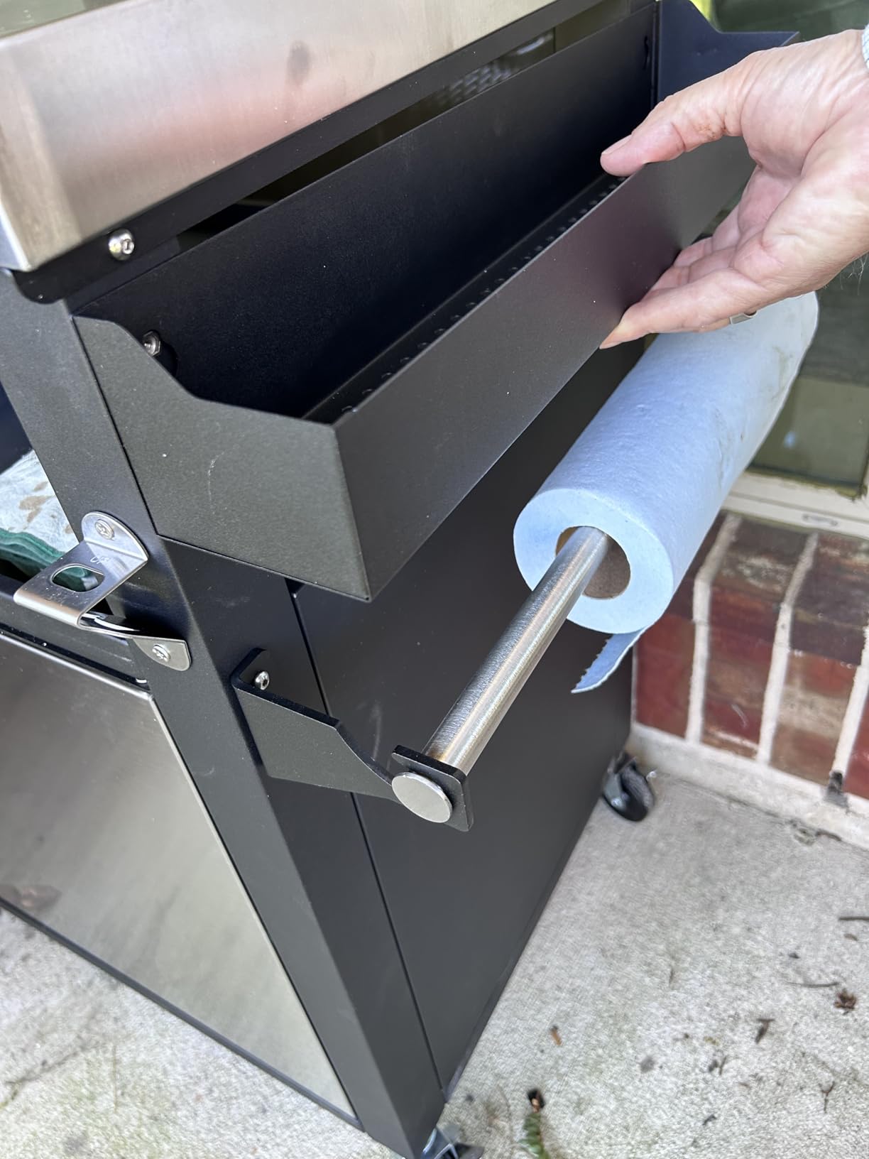Stanbroil Rolling Outdoor Kitchen Island, BBQ Grill Cart with Stainless Steel Table Top, Double-Door Storage Cabinet & Pull-Out Shelf, Grill Table Cart for Outdoor Indoor, Large customer photo 1