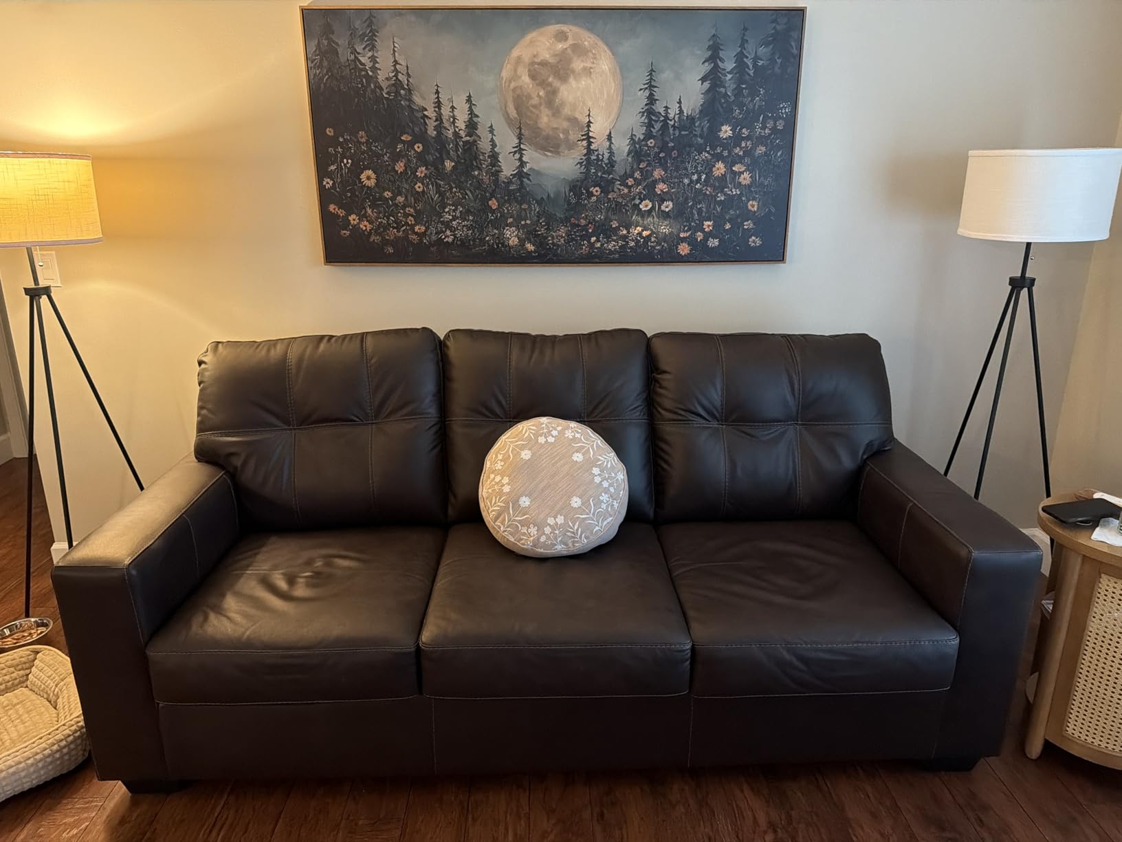 Signature Design by Ashley Santorine Transitional Tufted Leather Match Sofa, Dark Brown customer photo 1