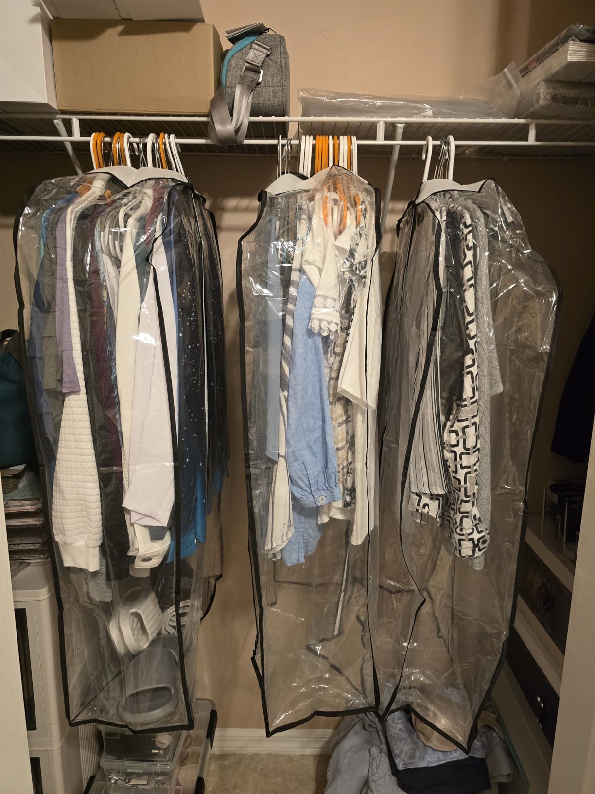 LANDNEOO 6 Pack Clear Garment Bags for Hanging Clothes with Zippers on Double Sides - 10'' Clothes Storage for Coat, Dress, and Fur in Closet - 40'' Long Suit Bags customer photo 1