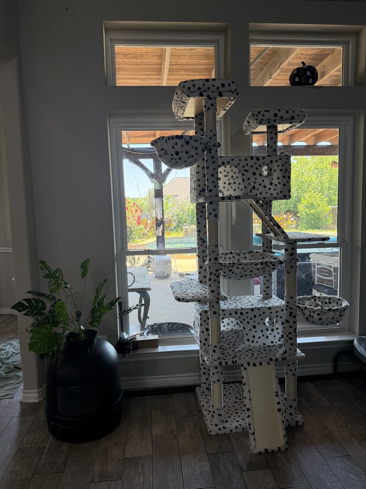 SHA CERLIN 81in Multi-Level Tall Cat Tree Tower for Indoor Kitties/Larger Cat Condo Furniture with Hammock/Cozy Pussycat Perches/Sisal Scratching Posts/Pet House/Wide Base/Grey customer photo 1