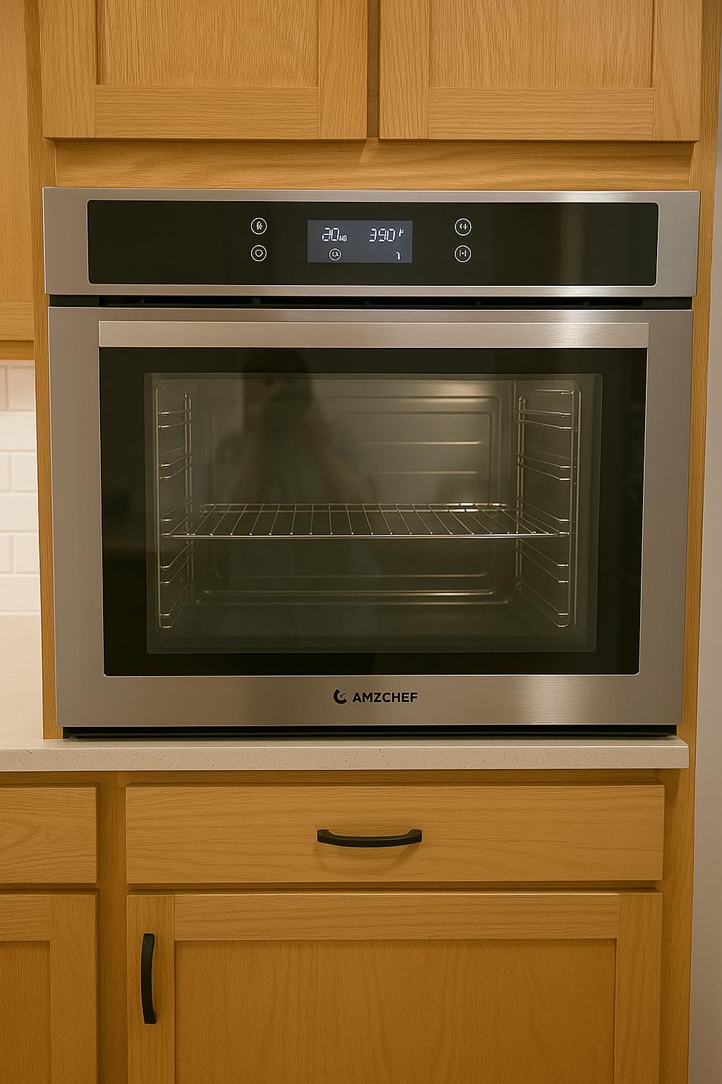 AMZCHEF 24 inch Wall Oven, 2200w Single Wall Oven with 6 Cooking Modes, 2.5 Cu.Ft. Electric Wall Oven, Convection Oven with Mechanical Knobs Control, Stainless Steel customer photo 1