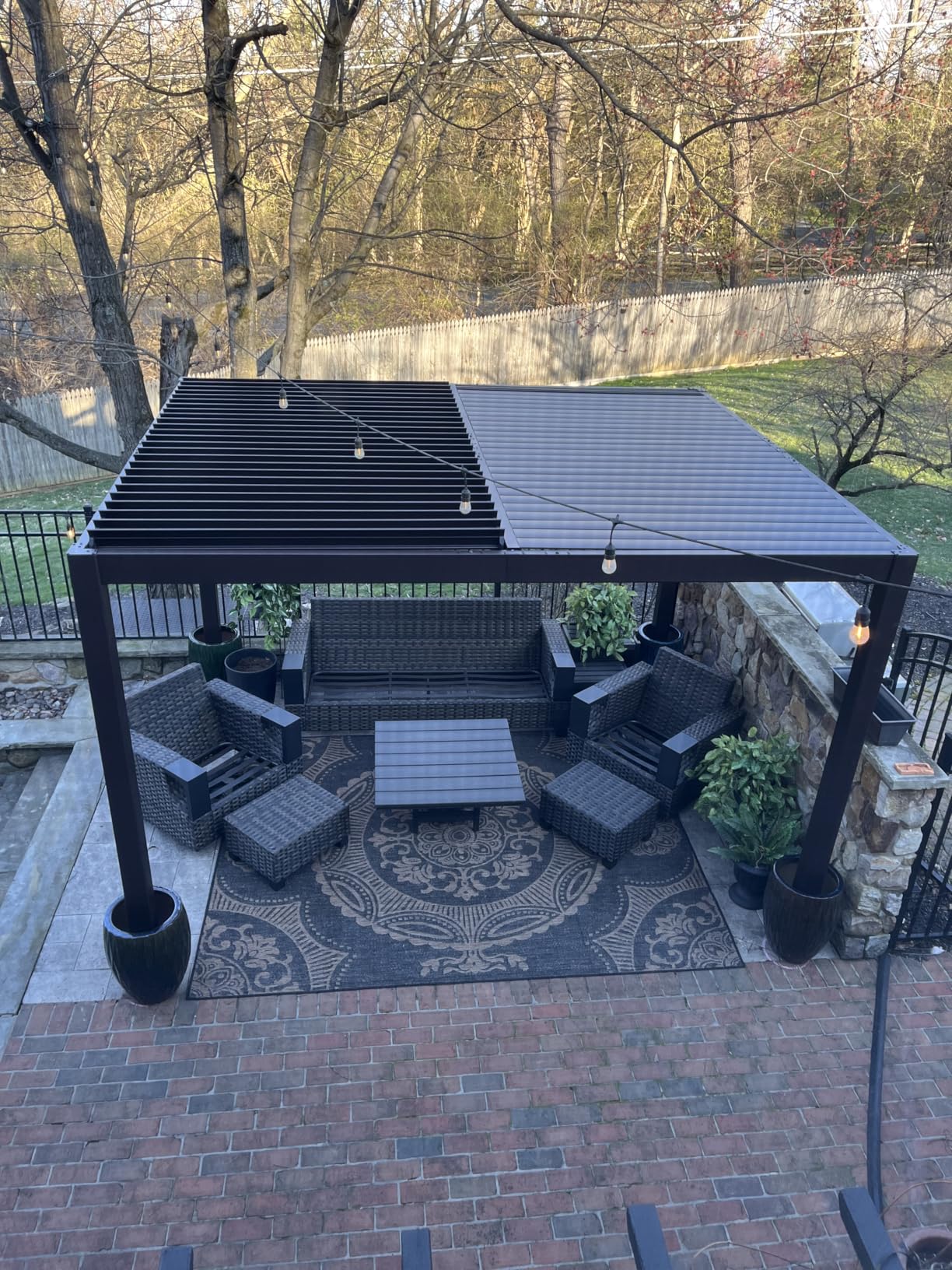 PURPLE LEAF 10' x 14' Louvered Pergola Outdoor Adjustable Louvre Shade Modern Patio Aluminum Pergola with Retractable Roof for Deck Backyard Garden Hardtop Gazebo, Bronze customer photo 2