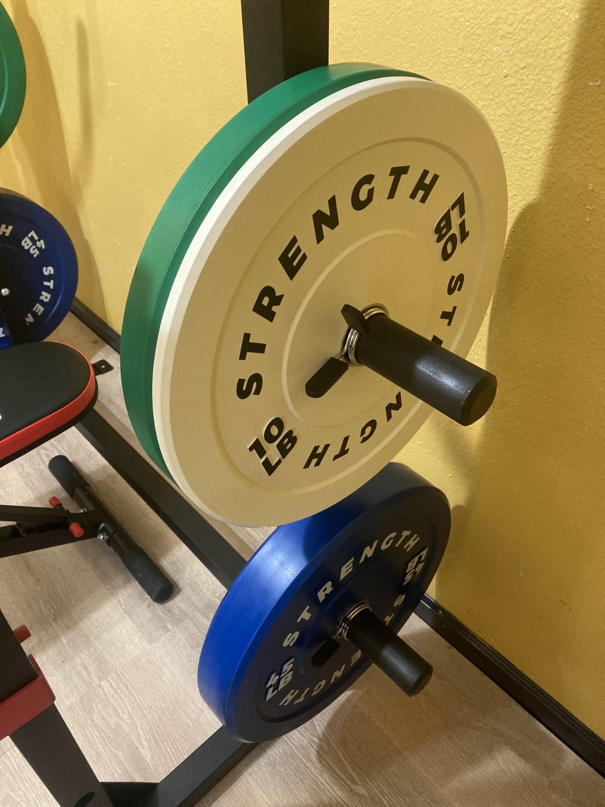 Rendpas Premium Color-Coded Rubber Bumper Plates Set - 2 Inch Olympic Weight Plates for Home Gym Cross and Strength Training customer photo 2