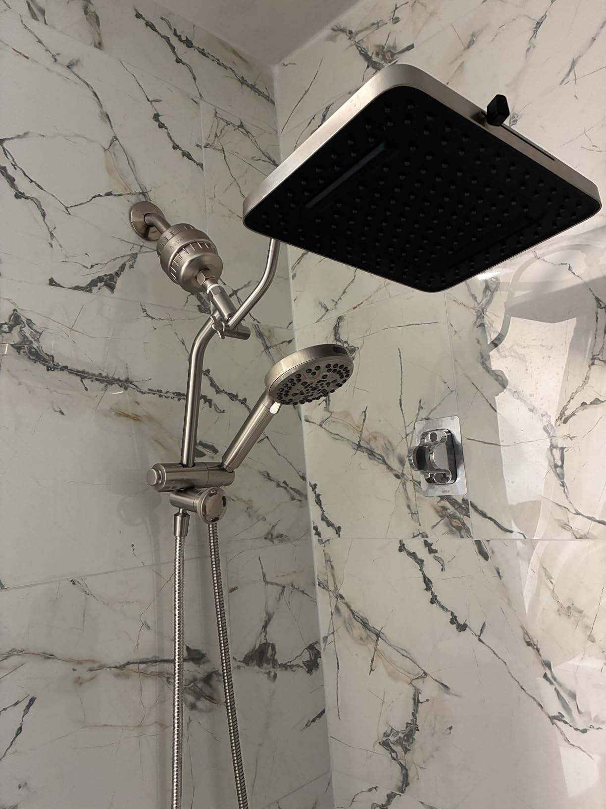 Hibbent cUPC Certified 13'' Shower Head Combo, High Pressure 5 Spray Rainfall Showerhead, 10 Spray Mode Handheld, All Metal Easy Reach 4-way Diverter Arm with Pause Mode, 71'' Hose and Holder, Black customer photo 1
