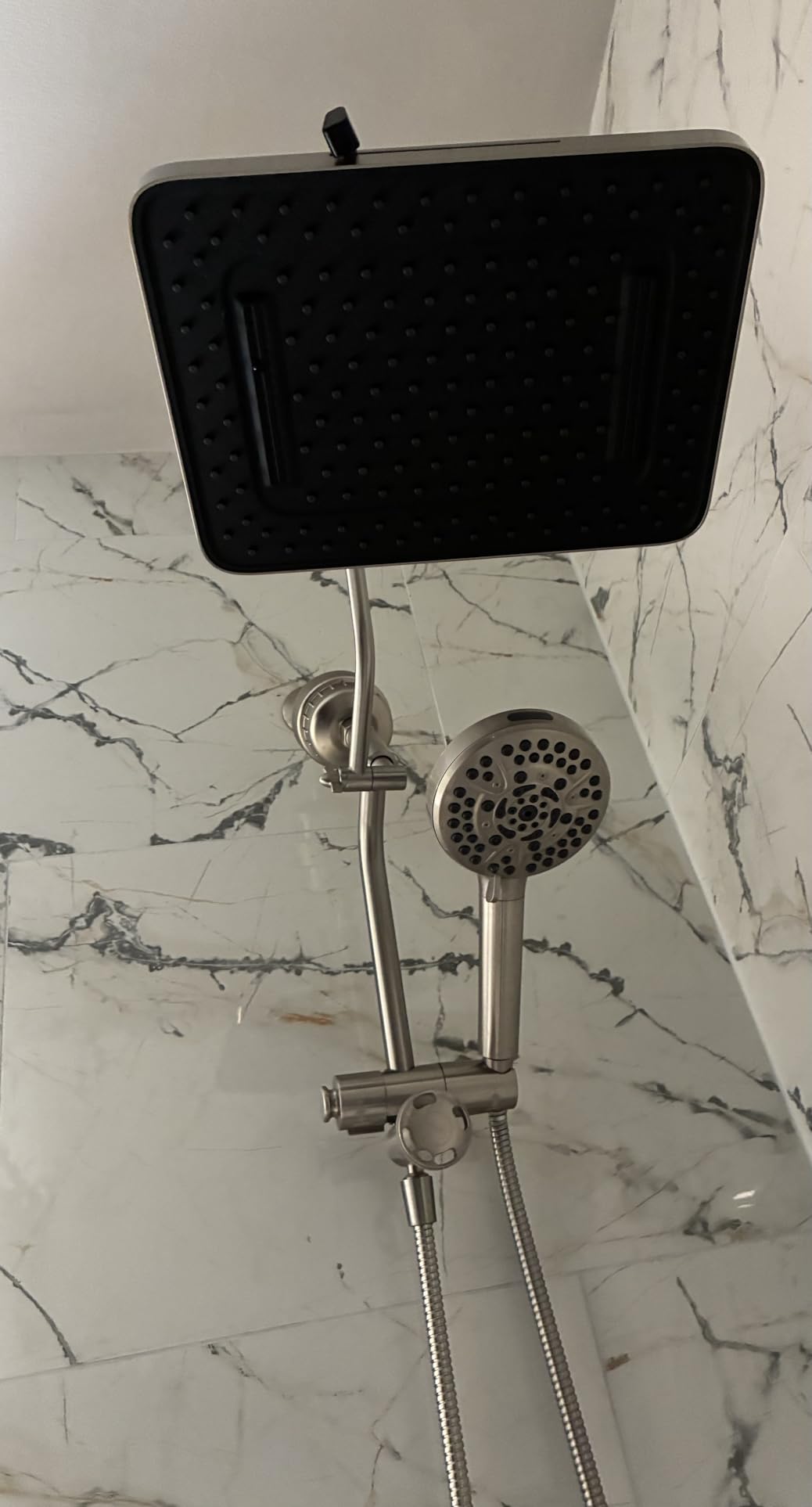 Hibbent cUPC Certified 13'' Shower Head Combo, High Pressure 5 Spray Rainfall Showerhead, 10 Spray Mode Handheld, All Metal Easy Reach 4-way Diverter Arm with Pause Mode, 71'' Hose and Holder, Black customer photo 2
