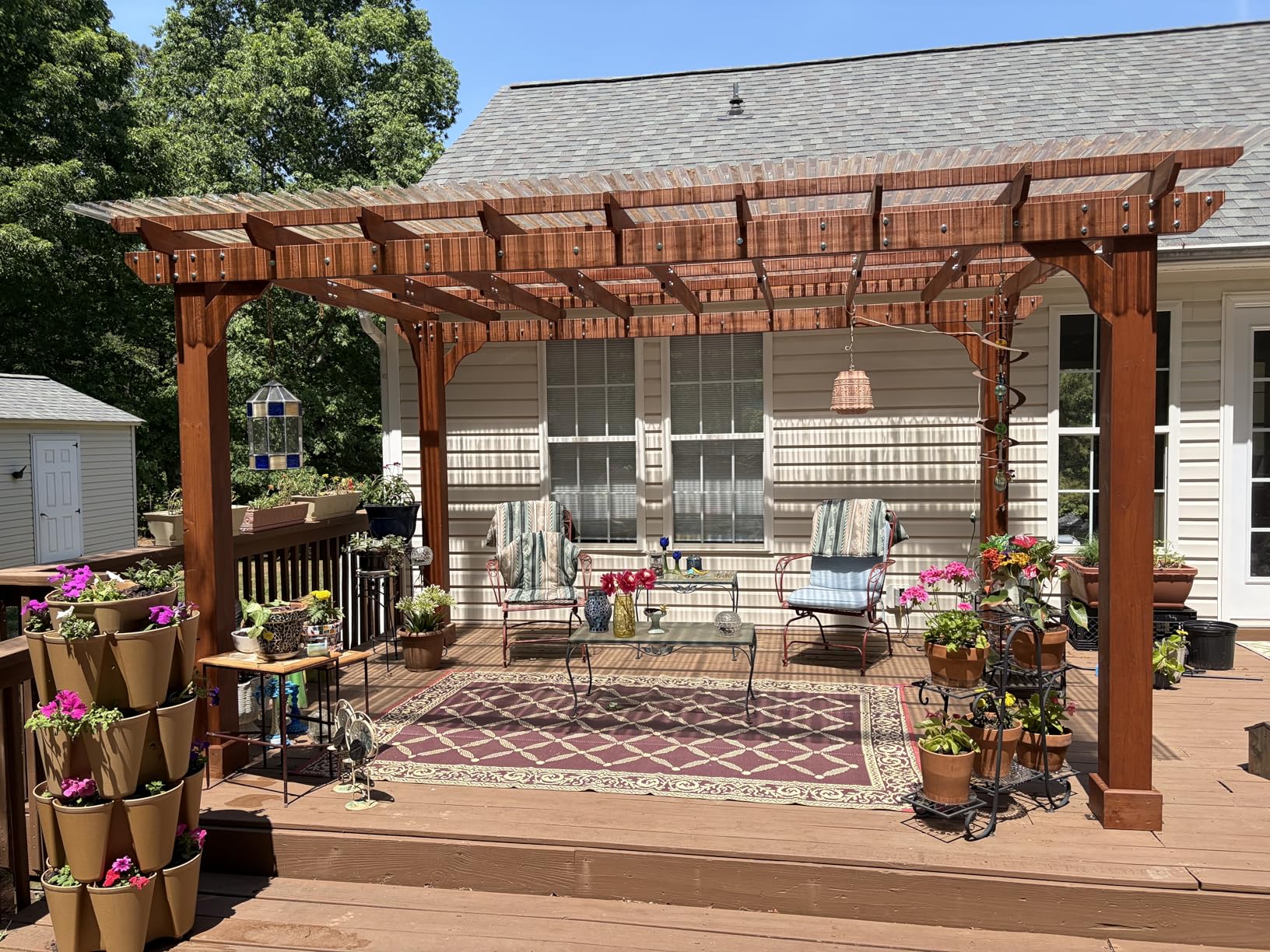 BlueWish 10' x 12' Patio Pergola, Cedar Wood Pergolas with Solid Structure, Pergola Kits, Outdoor Pergolas and Gazebos with Slatted Trellis Roof for Deck Backyard Grill Party Garden customer photo 1