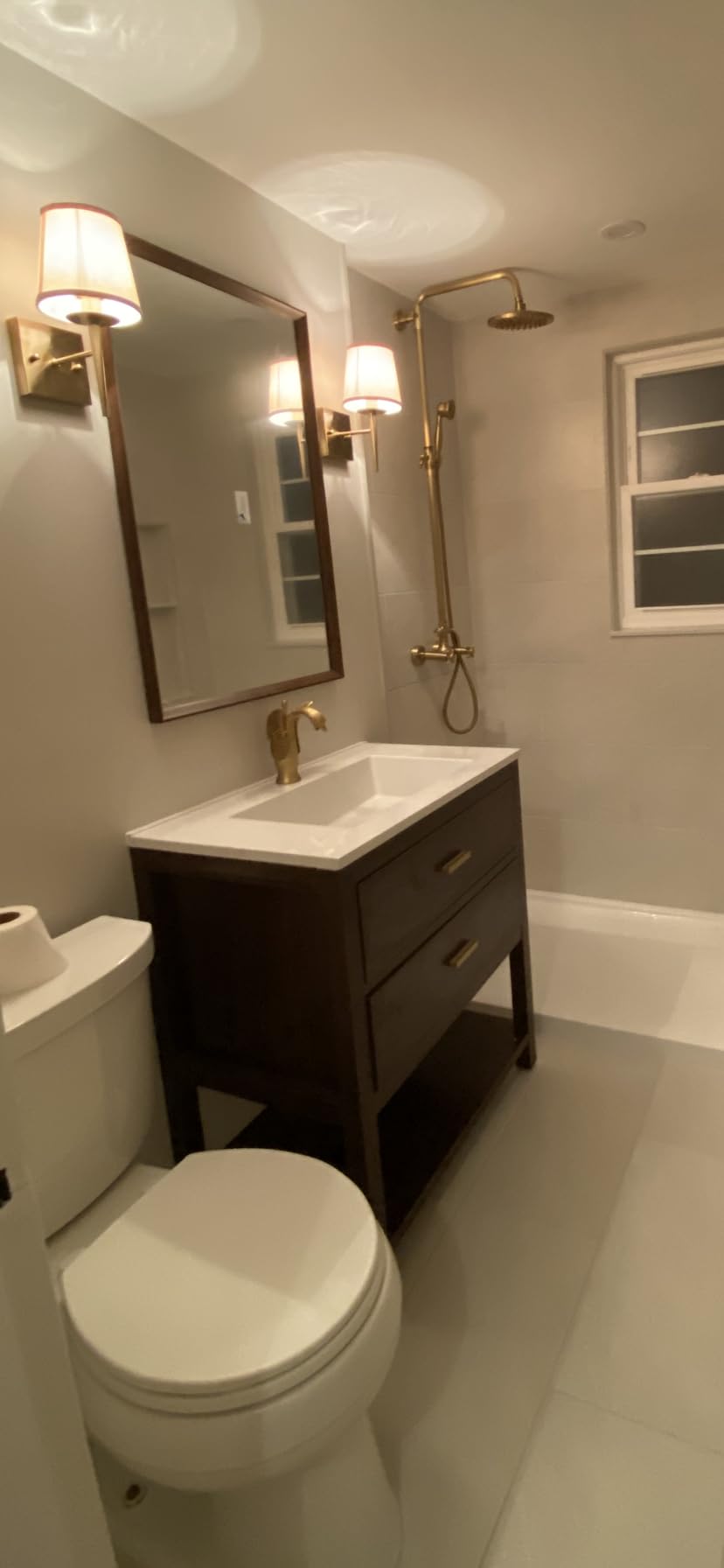 36 Inch Bathroom Vanity with Sink, Farmhouse Storage Cabinet with Drawers & Open Storage Shelf, Assembly Required, Adjustable Feet, Walnut customer photo 1