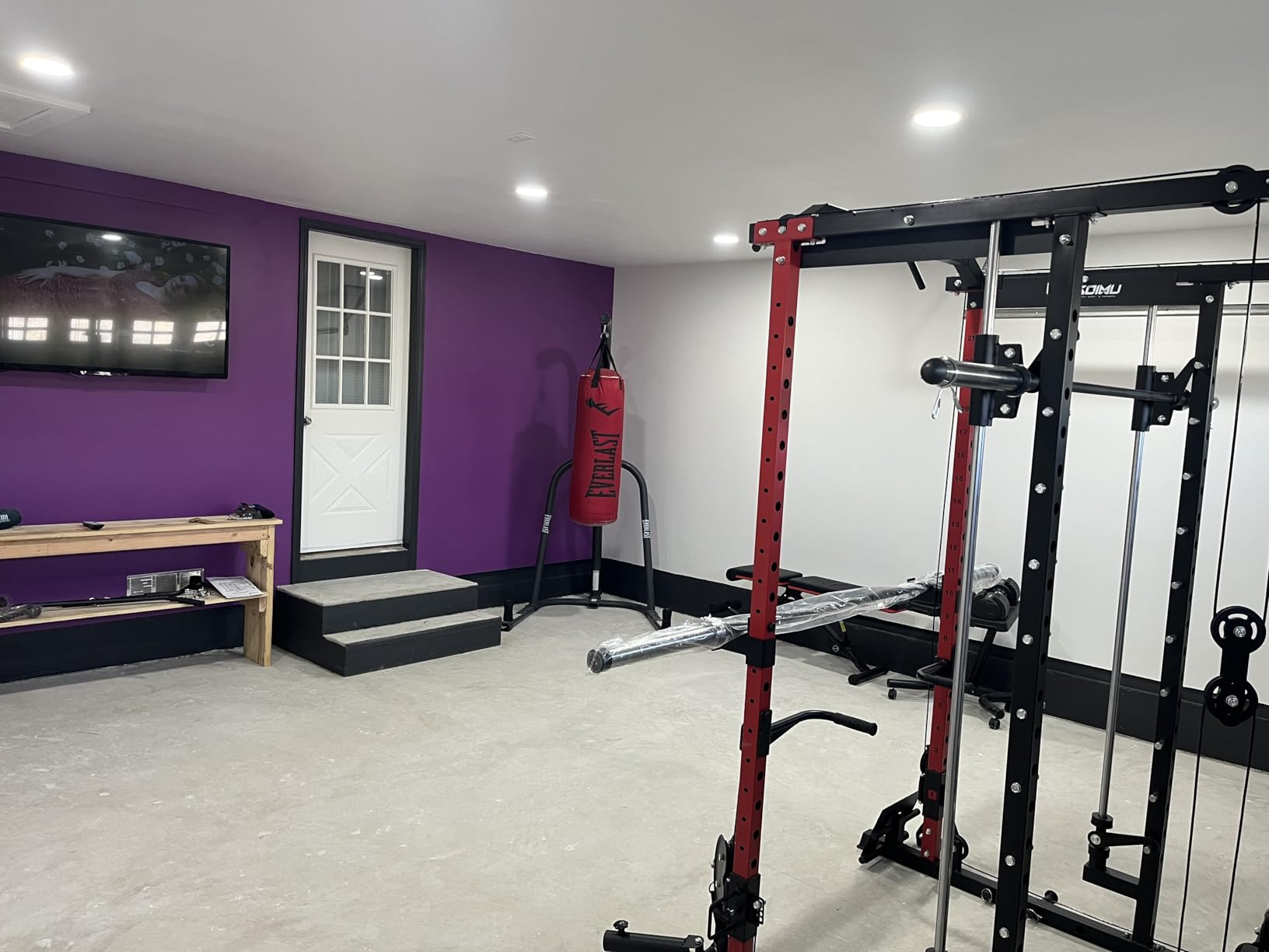 S1-V4 Smith Machine, 2000LBS Power Cage with Cable Crossover System, All-in-One Squat Rack with Smith Bar, Strength Training Equipment for Hone Gym customer photo 2
