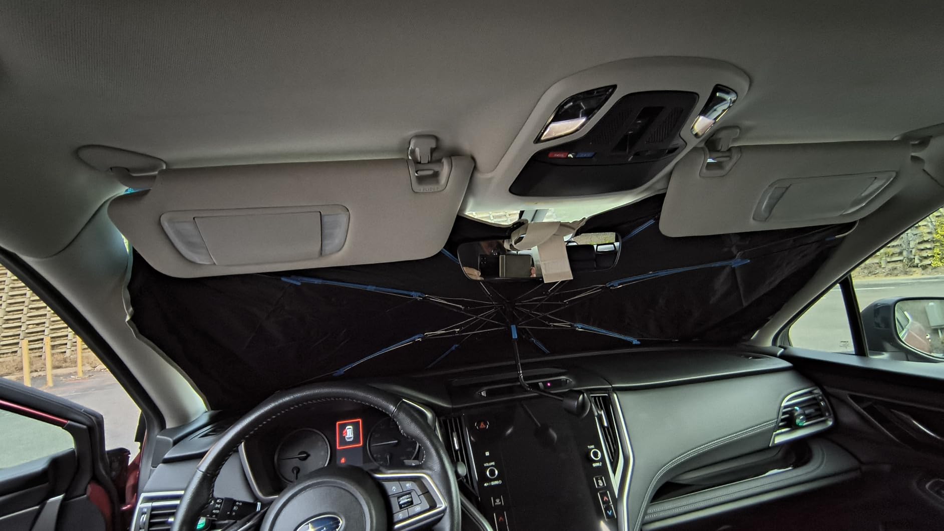 Nmoiss 2026 Upgraded [Ice Rib] Windshield Sun Shade Umbrella [Drive to Superior Coolness & Comfort] High Speed Cooling 99% UV Blocking Protects Car from Sun and Heat Damage Medium (56