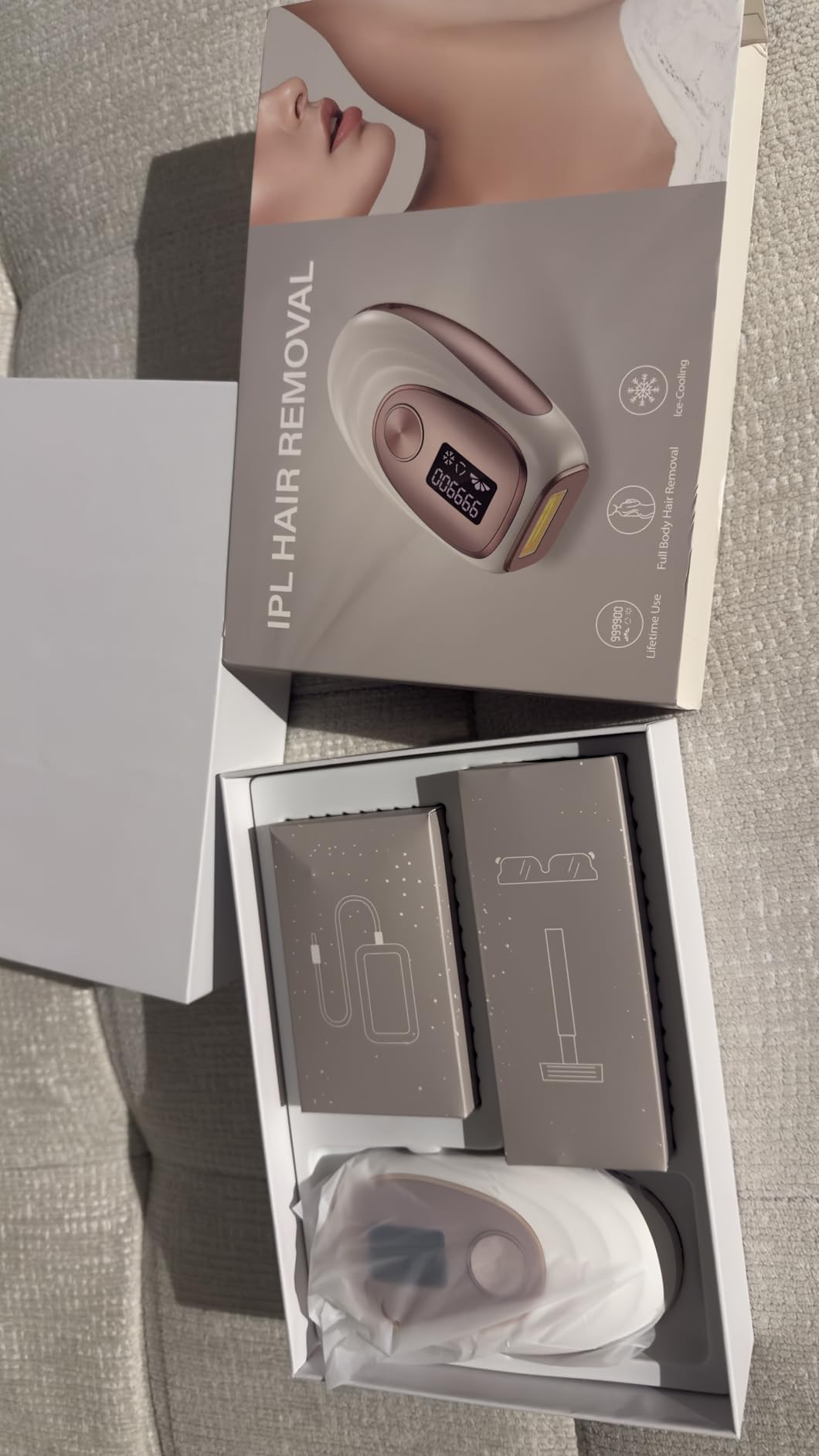IPL Laser Hair Removal Device for Women & Men - Home 45°F Ice-Cooling Contact for Painless & Long-Lasting Results, 86% Hair Reduction in 3 Weeks for Full Body & Bikini Line, Gold customer photo 1