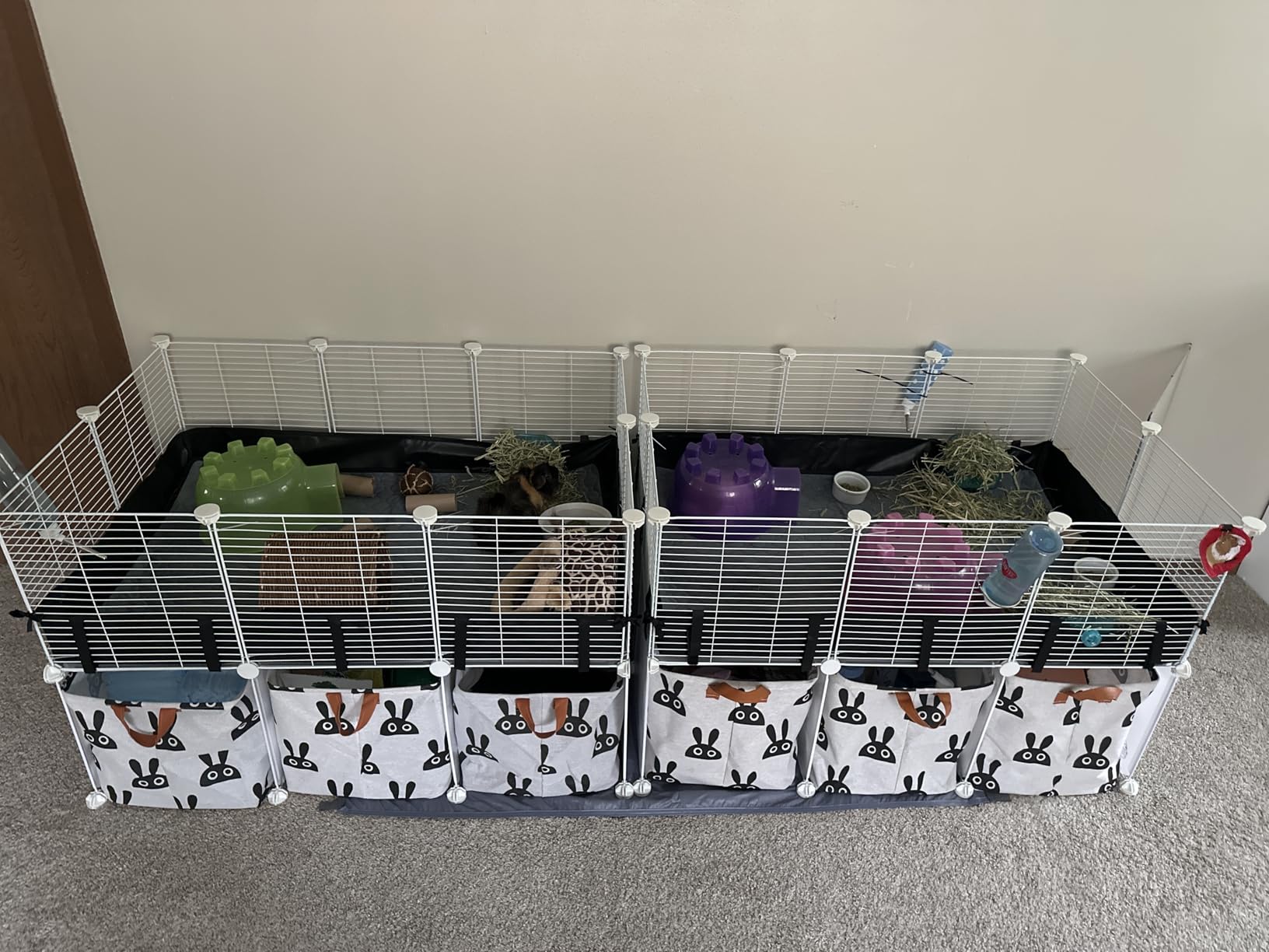 MEEXPAWS Guinea Pig Cages Small Animal Playpen with Waterproof PVC Liner & Washable Pee Pad & Storage Space, C&C Cage for Guinea Pigs, Hedgehog, Hamsters, Ferrets, Indoor Enclosure Wire Yard Playpen customer photo 2