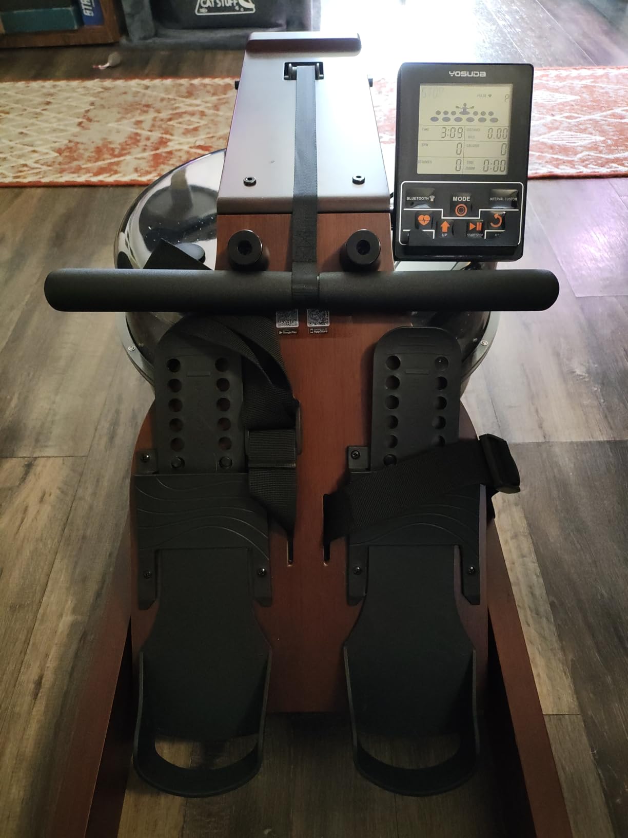 YOSUDA Water Rowing Machines for Home Use - Wooden Foldable Immersive Water Rower Machine 400LBS Weight Capacity with Dedicated Monitor & Bluetooth APP, Large Tank, Comfortable Seat customer photo 2