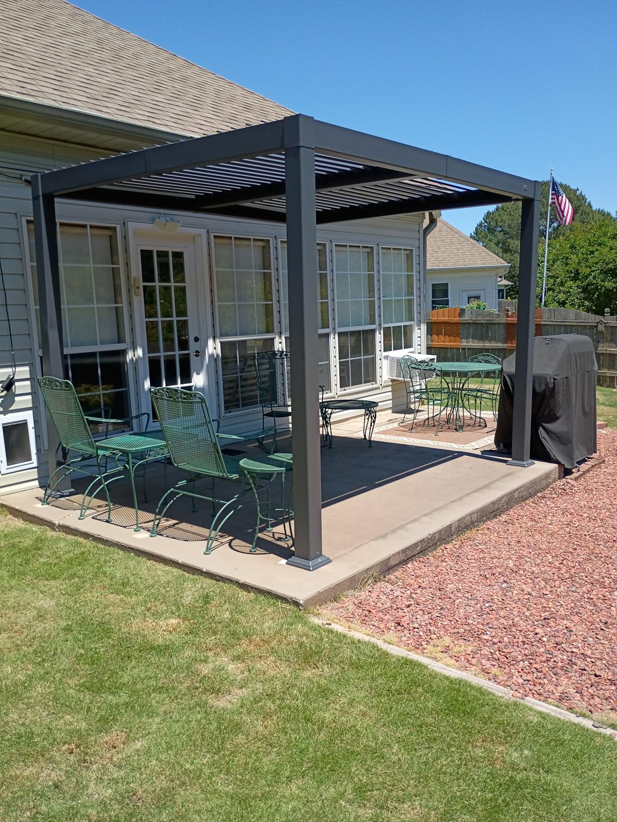 PURPLE LEAF Louvered Pergola 10' x 16' Aluminum Outdoor Pergola with Adjustable Louvers Roof and Integrated Drainage System 70 Mph High Wind Resistant Shade Pergolas for Patio Deck Garden Yard customer photo 1