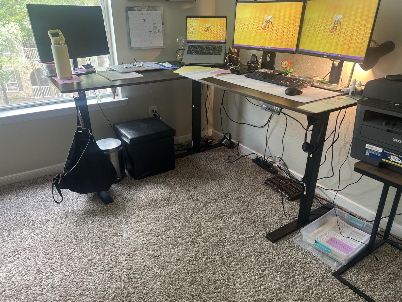 SIAGO L-Shaped Standing Desk - 63 x 55 Inch Adjustable Corner Standing Desk with Charging Station - L Shape Sit Stand Table with Memory Controller, Splice Board for Home Office customer photo 2