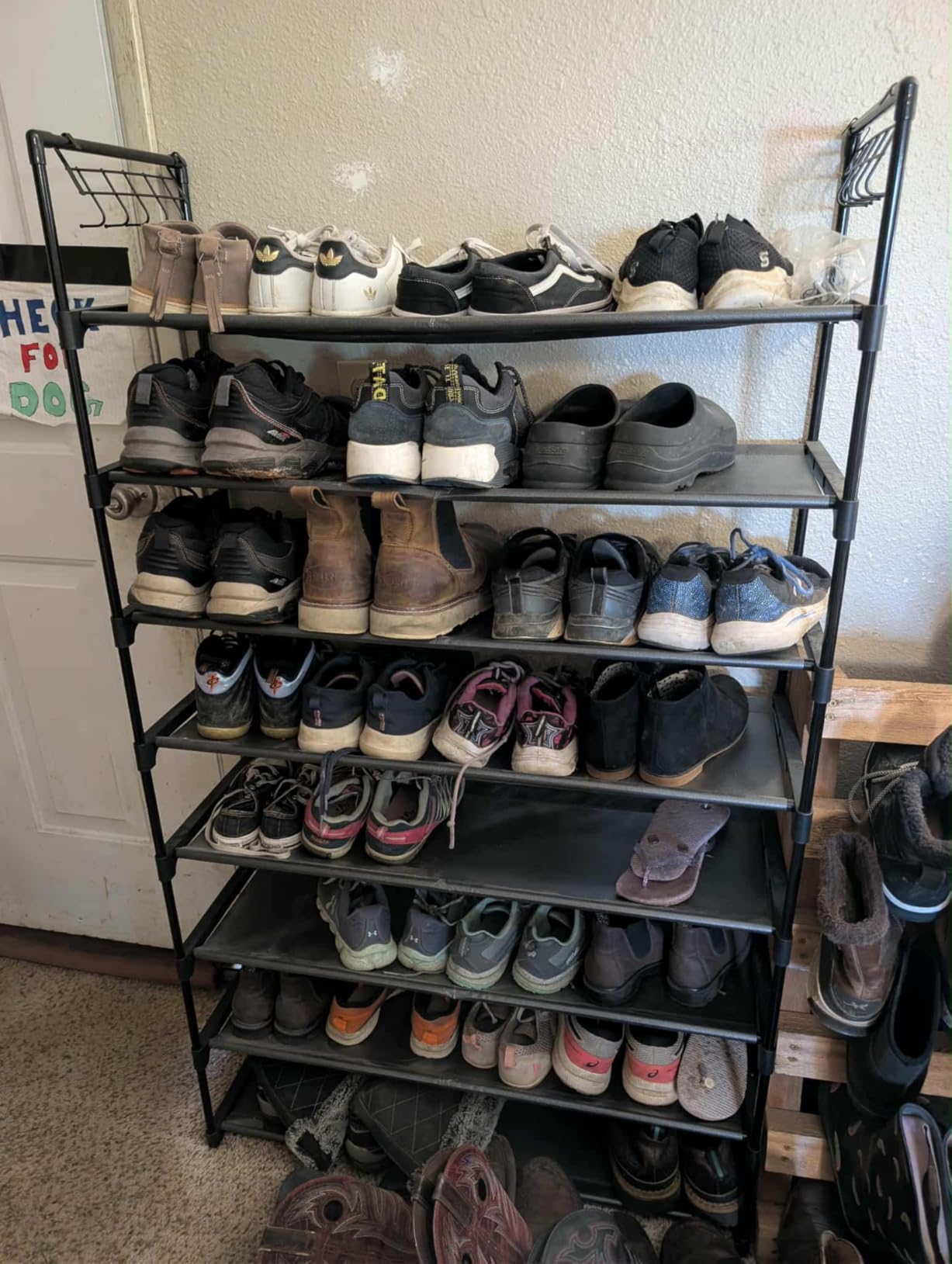 Kitsure Shoe Rack for Closet - 10-Tier Shoe Organizer with Hook Rack, Large-Capacity & Space-Saving Shoe Shelf for Entryway, Bedroom, Living Room,32.2