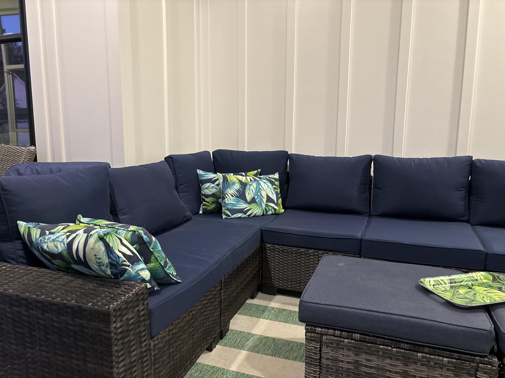 Jing's Villa 6-Piece Patio Furniture Set, All-Weather Outdoor Wicker Sectional Sofa with Cushions, Glass Table & Left and Right Armrest, Rattan Conversation Seating for Porch, Garden, Backyard,Beige customer photo 1