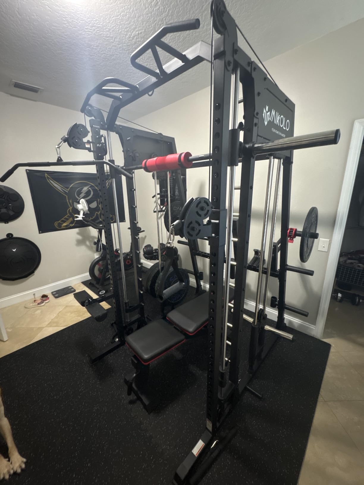 M4 2.0 Smith Machine, 2200lbs Squat Rack with LAT-Pull Down System & Cable Crossover Machine, Training Equipment with Leg Hold-Down Attachment customer photo 2