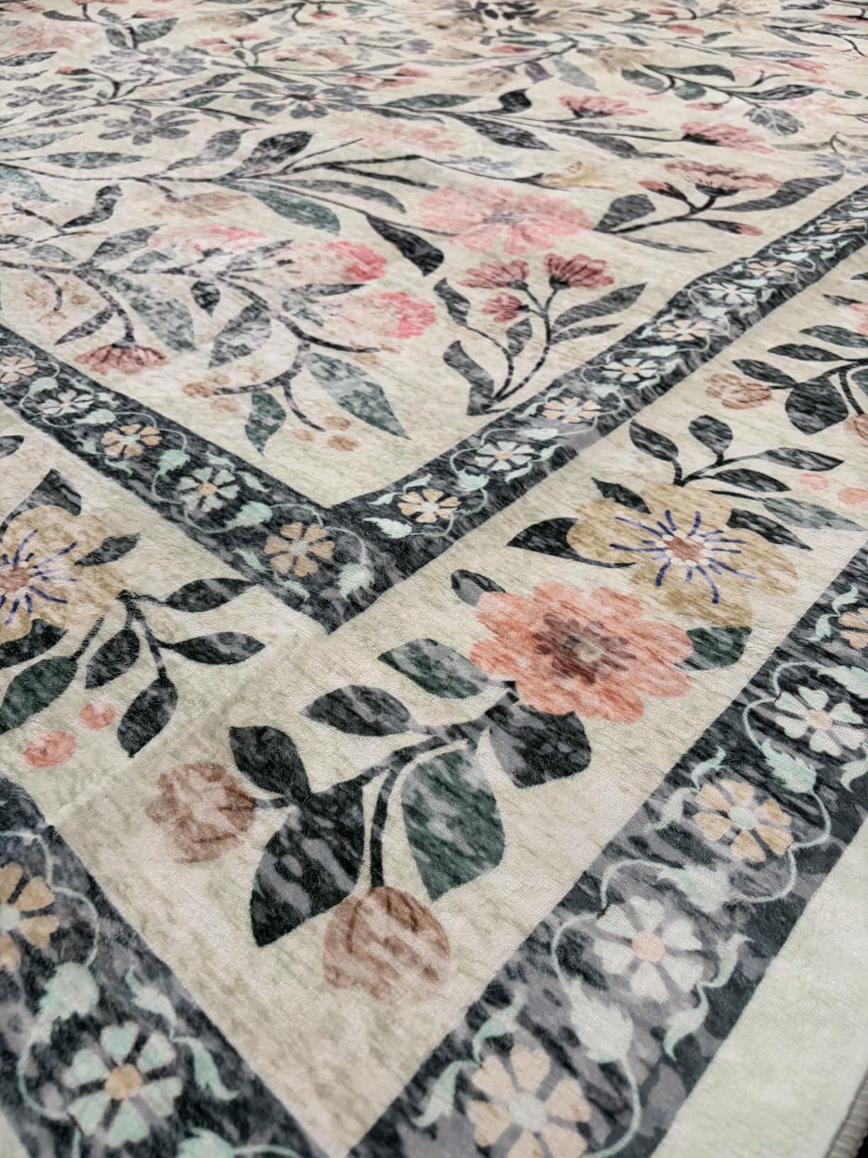 8x10 Area Rugs for Living Room: Floral Washable Rug Vintage Large Soft Boho Non-Slip Carpet Indoor Floor Stain Resistant Carpets for Bedroom Dining Room Farmhouse Nursery Home Office Dark Green customer photo 1