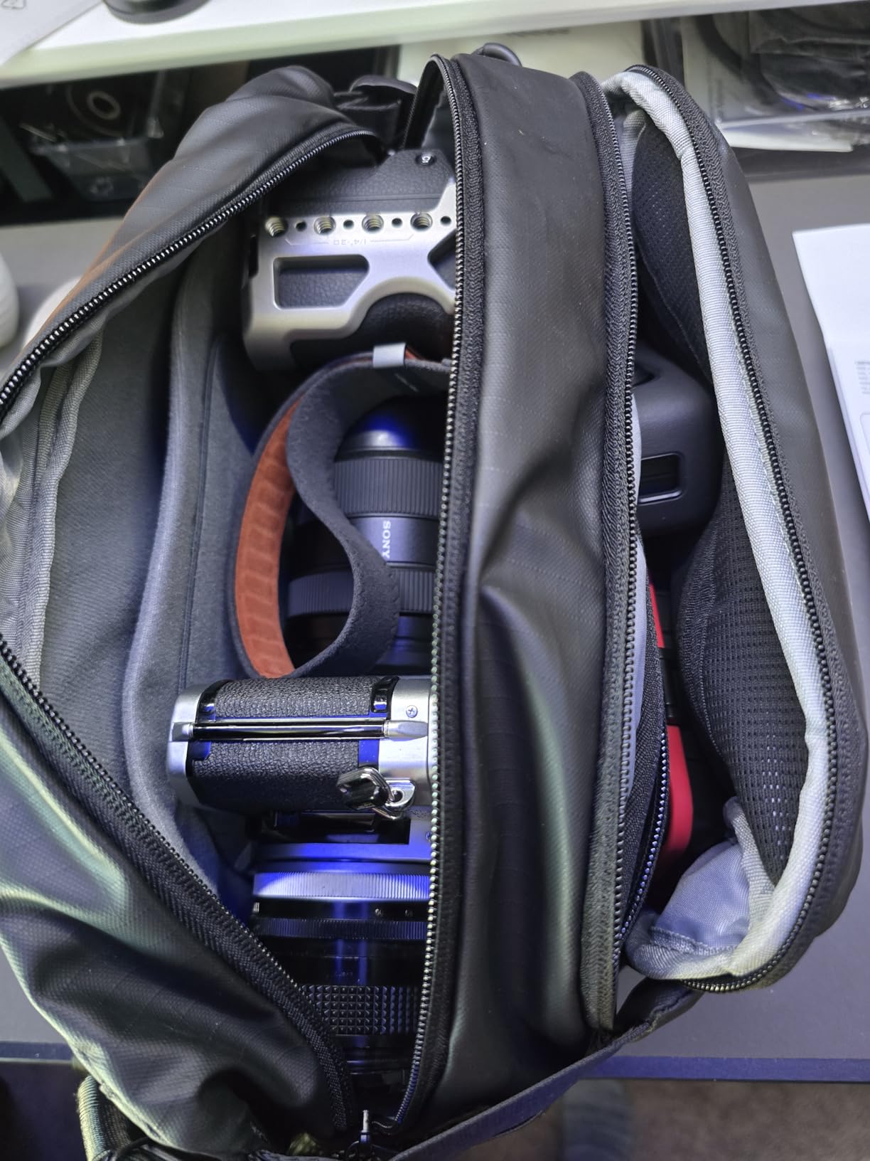TARION Urban Camera Sling Bag - Waterproof 5.5L Crossbody Bag with Expandable Wet/Dry Separation Pocket & Tripod Strap - XProber customer photo 2