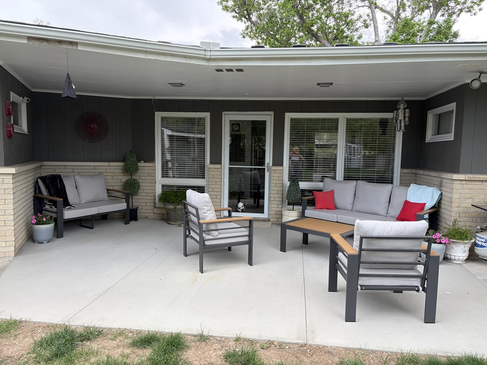 Aoxun Aluminum Patio Furniture Set 7 Seats, Oversized Outdoor Sectional with Washable Thick Cushions, Coffee Table and Waterproof Cover, Patio Conversation Sets for Porch, Balcony, Deck customer photo 2