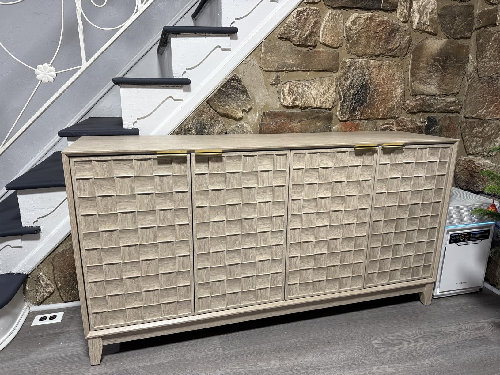 COLAMY Fluted Sideboard Cabinet with Storage - Solid Wood Buffet for Dining Room, Credenza Console with Adjustable Shelves, Walnut Finish, Mid Century Modern Style customer photo 1