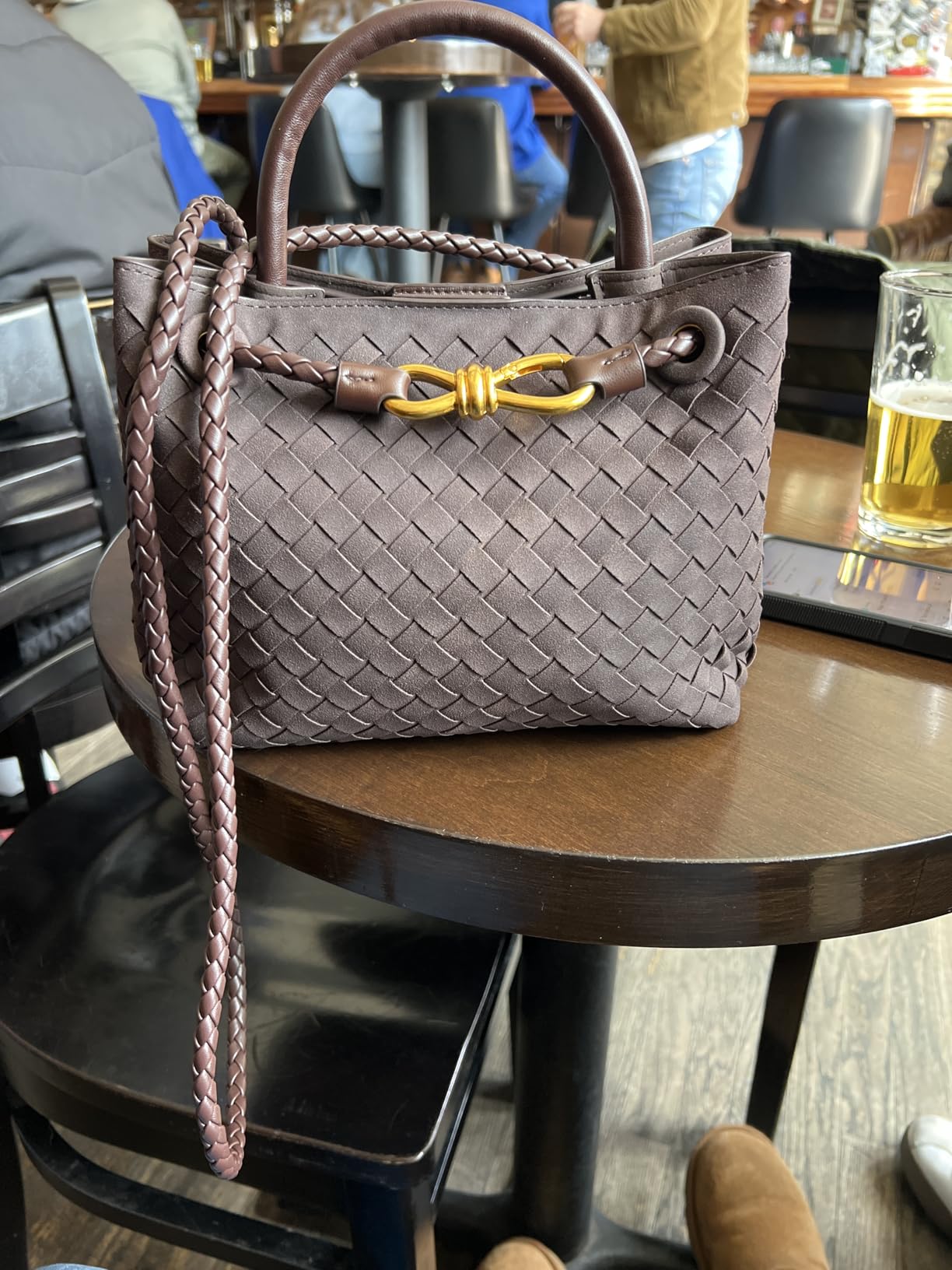 LEESTUTY Woven Tote Bag for Women Leather Shoulder Handbag Designer Top Handle Purses customer photo 1