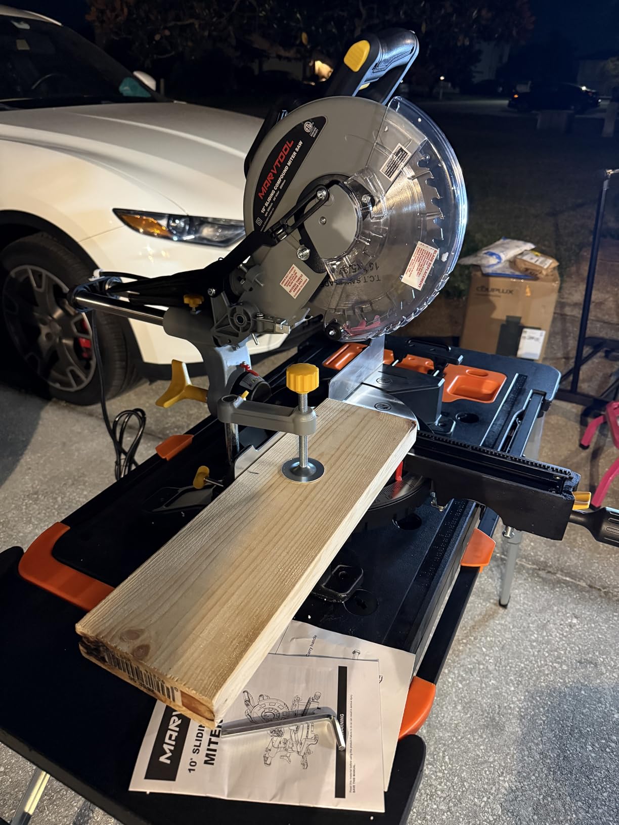 10-inch Sliding Compound Miter Saw, 5000RPM, 15 Amp, Single Bevel 0-45 degrees with Extension Table, 36T Blade, Power Saw for Metal, Plastic, Wood, Laminates customer photo 1