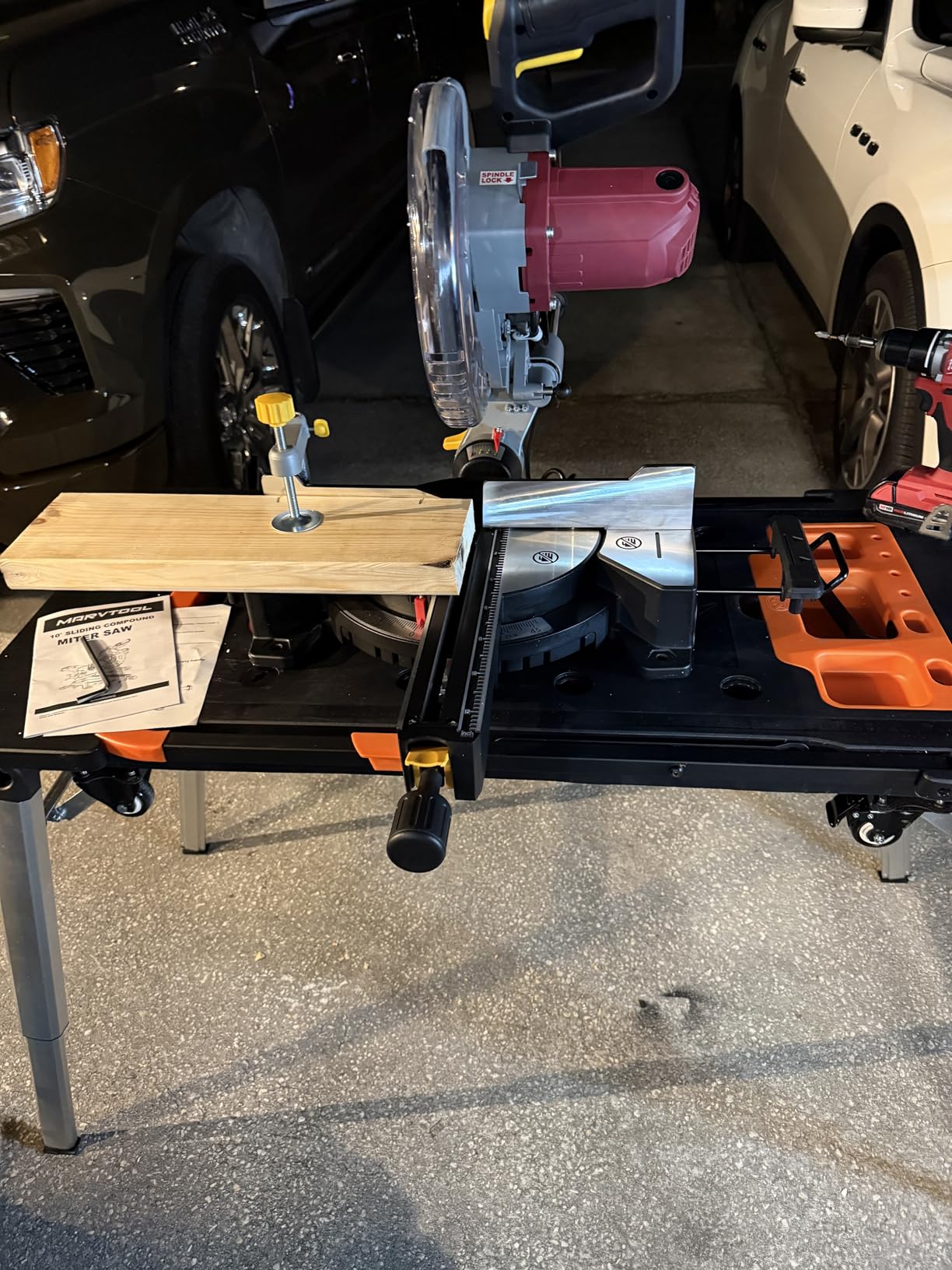 10-inch Sliding Compound Miter Saw, 5000RPM, 15 Amp, Single Bevel 0-45 degrees with Extension Table, 36T Blade, Power Saw for Metal, Plastic, Wood, Laminates customer photo 2