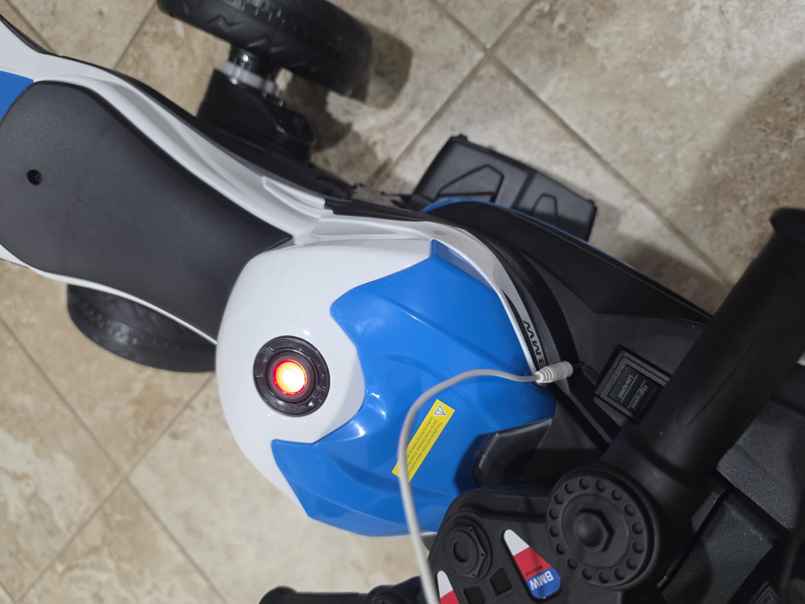 Licensed BMW Kids Motorcycle - 12V Electric Ride on Toy for Kids Ages 3-5 Years, 3-Wheel Motorcycle with Reverse, Headlight, Horn, Music (Blue) customer photo 2