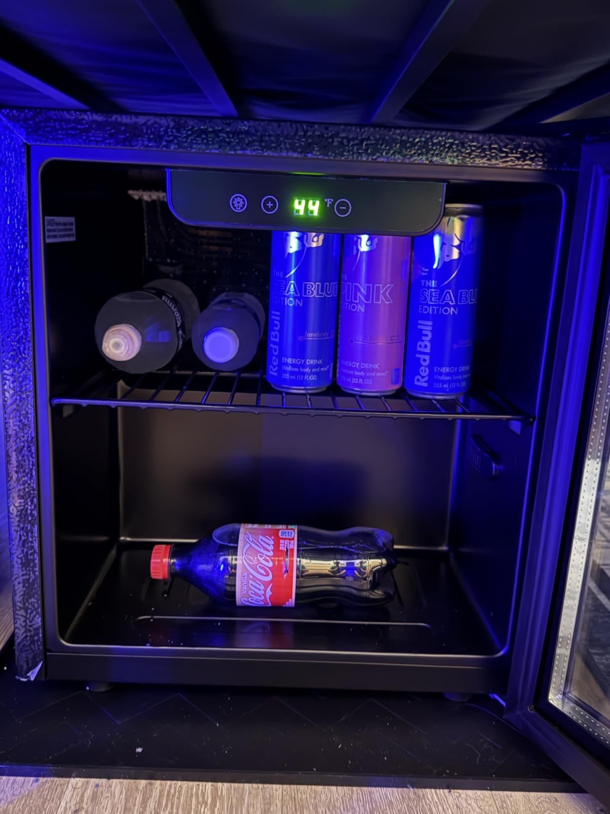 Feelfunn 24 Cans Beverage Refrigerator Cooler - Mini Fridge with Digital Temperature Control, Soda Wine Beer Drink Fridge - Small Refrigerator for Office Home Bedroom Dorm Bar, Black customer photo 2