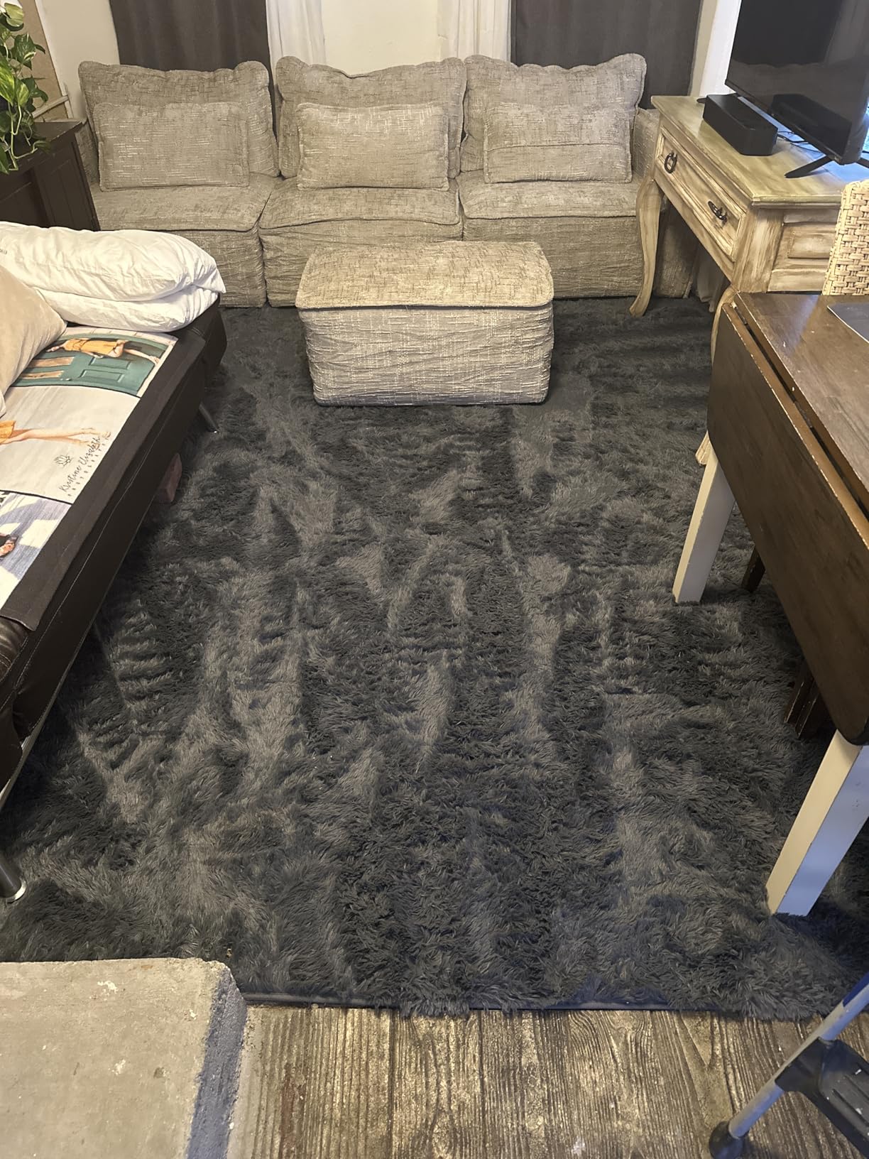 8x10 Area Rugs for Living Room: Ultra Soft Fluffy Shag Grey Rugs for Bedroom, Non-Slip Large Fuzzy Plush Rug Indoor Floor Carpet for Nursery Kids Boys Girls Room, Dorms, Playroom, Modern Home Decor customer photo 2