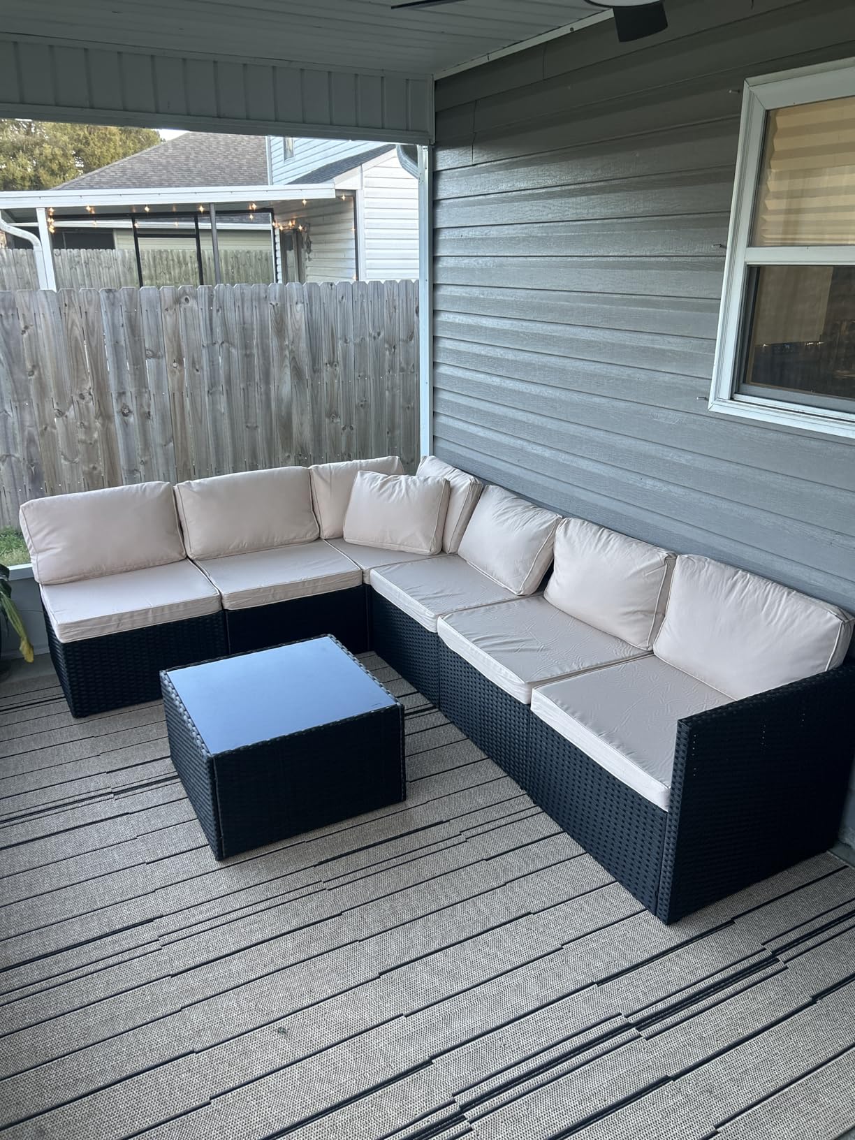 Pamapic 7-Piece Outdoor Sectional Furniture Set, All-Weather Wicker Patio Sofa with Washable Cushions, Gray Waterproof Rattan Conversation Set for Backyard, Poolside, Garden (Gray Cushions) customer photo 1