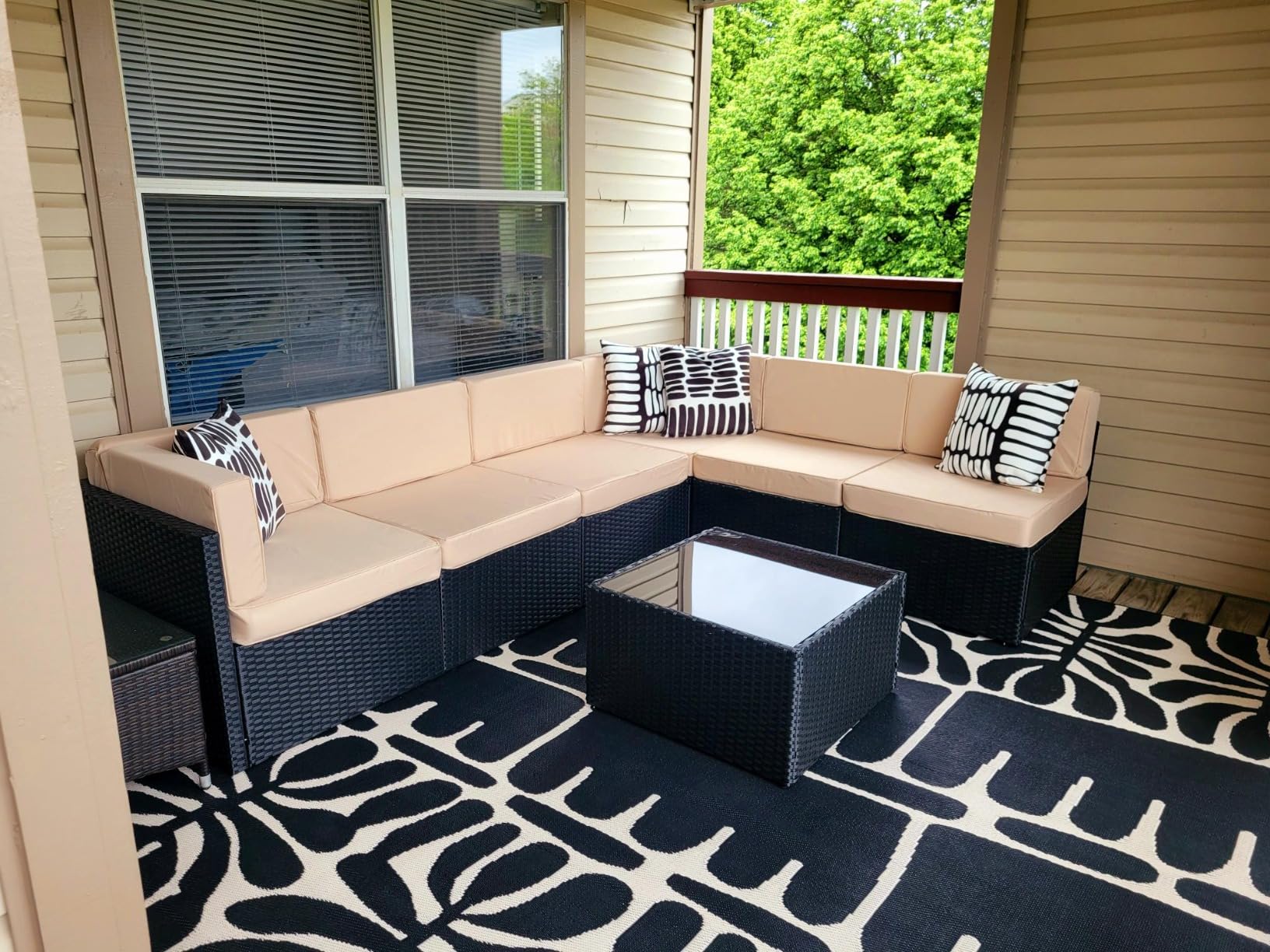 Pamapic 7-Piece Outdoor Sectional Furniture Set, All-Weather Wicker Patio Sofa with Washable Cushions, Gray Waterproof Rattan Conversation Set for Backyard, Poolside, Garden (Gray Cushions) customer photo 2