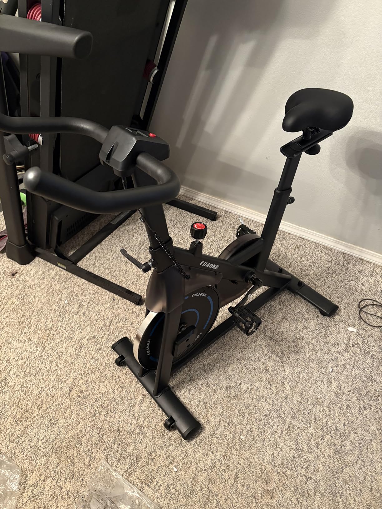 Exercise Bike, CHAOKE Quiet Adjustable Magnetic Resistance Stationary Bike for Home Cardio with App Compatible, 350LB Weight Capacity Indoor Cycling Bike with Comfortable Seat & Digital Display customer photo 2