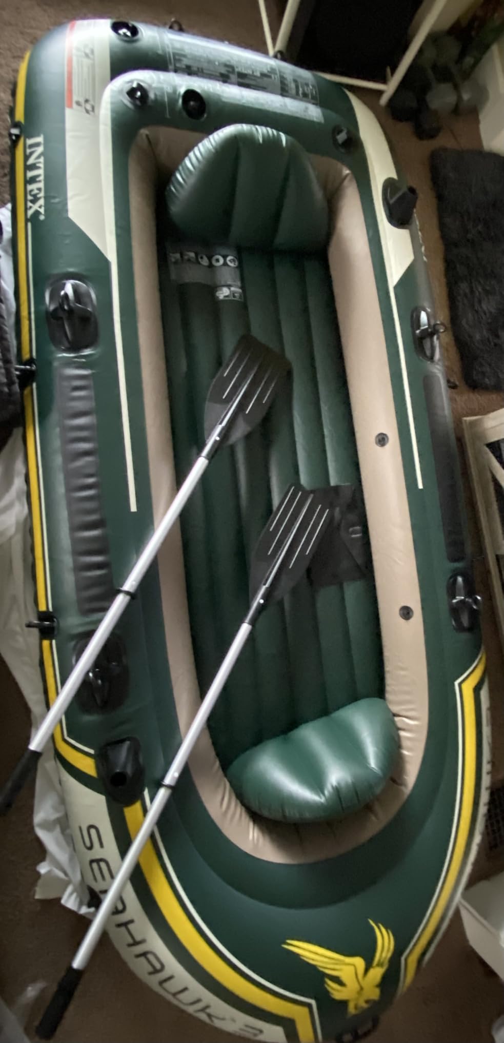 INTEX Seahawk Inflatable Boat Series: Includes Boat Oars and High-Output Pump - Fishing Rod Holders - Gear Pouch customer photo 1