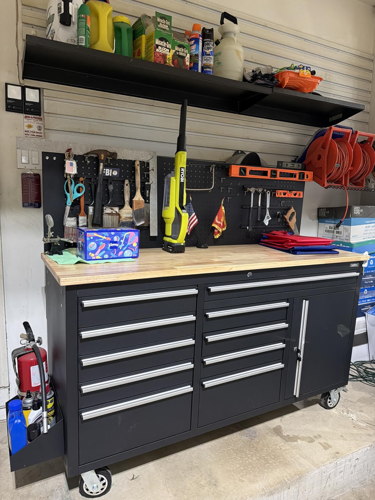 GAOMON 61-inch Rolling Tool Chest, 10 Drawers Garage Workbench Storage Tool Cabinet with Power Strip, Solid Rubber Wood Top, 1675 LBS Load Mobile Workstation customer photo 1