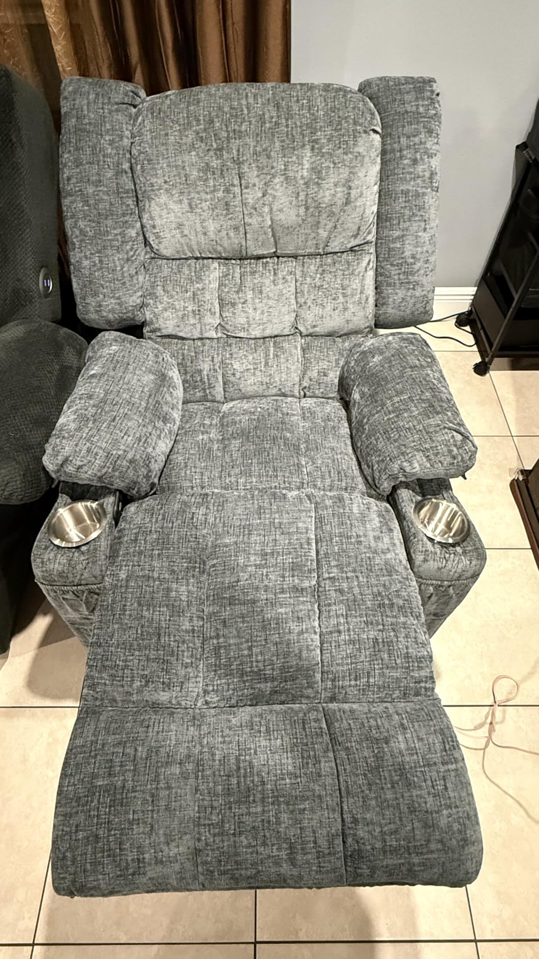 Korser 360 Degree Swivel Rocker Recliner for Adults, Nursery Glider Recliner with Massage and Heating, Rocking Chair with Cup Holder, Manual Recliner Chair for Living Room, Bedroom (Fabric, Dark Gray) customer photo 1