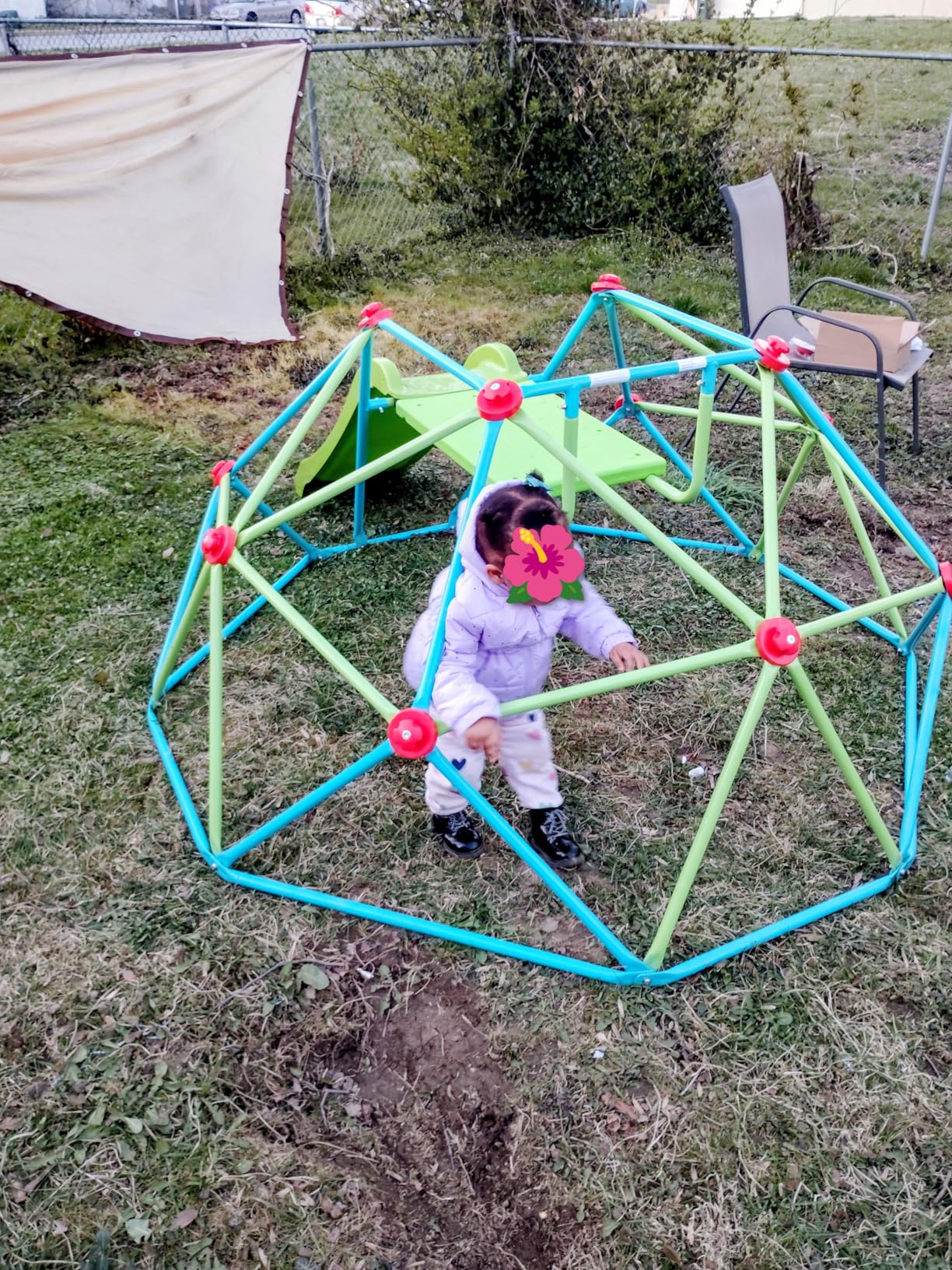 Zupapa Climbing Dome with Slide Max Load 440Lbs, 8FT Jungle Gym Monkey Bar for Backyard, 2 in 1 Outdoor Climbing Frame Toys for Toddlers Playground Set, Geometric Dome Climber for Kids Age 3-8 customer photo 1