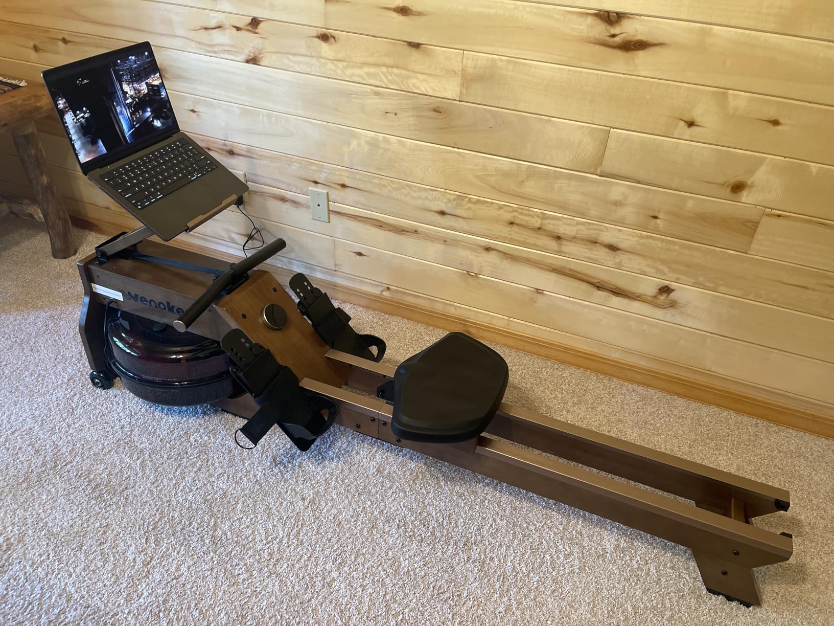 Water Rowing Machine for Home Use, WENOKER Wooden Foldable Rower Machine with Dedicated Monitor & Bluetooth APP, Large Water Tank & Comfortable Seat for Immersive Water Rower, 350LBS Weight Capacity customer photo 1