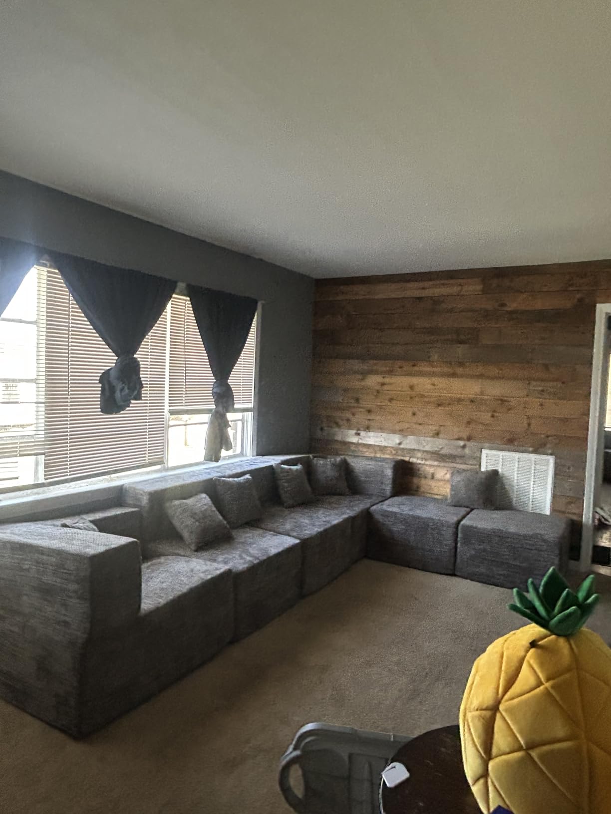 MONVANE Modular Sectional Cloud Couch for Living Room - 130'' 6 Seater Convertible Chenille Couches Set with Ottoman, No Assembly Compression Sofas, Comfy Floor Sofa with Memory Foam, Grey customer photo 1