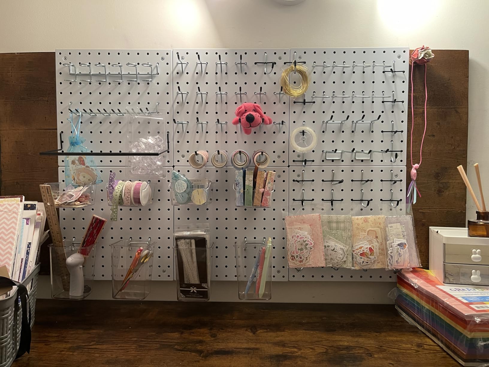 Peg Board Kit, Includes Pegboard and Accessories,with Hooks and Bins,Peg Board Wall Organizer for Office,Ornaments Display,Crafts Organization (129, Black) customer photo 1