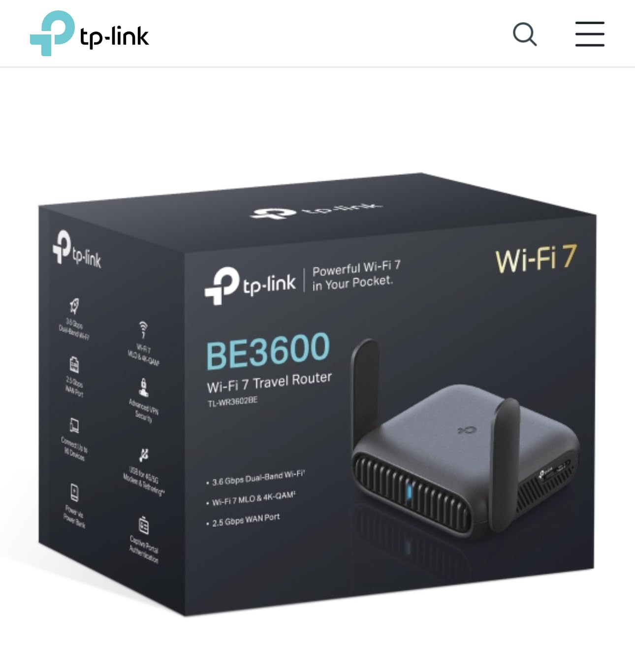 TP-Link Roam 7 BE3600 Wi-Fi 7 Portable Travel Router | Dual-Band, 2.5G Port, USB 3.0 customer photo 1