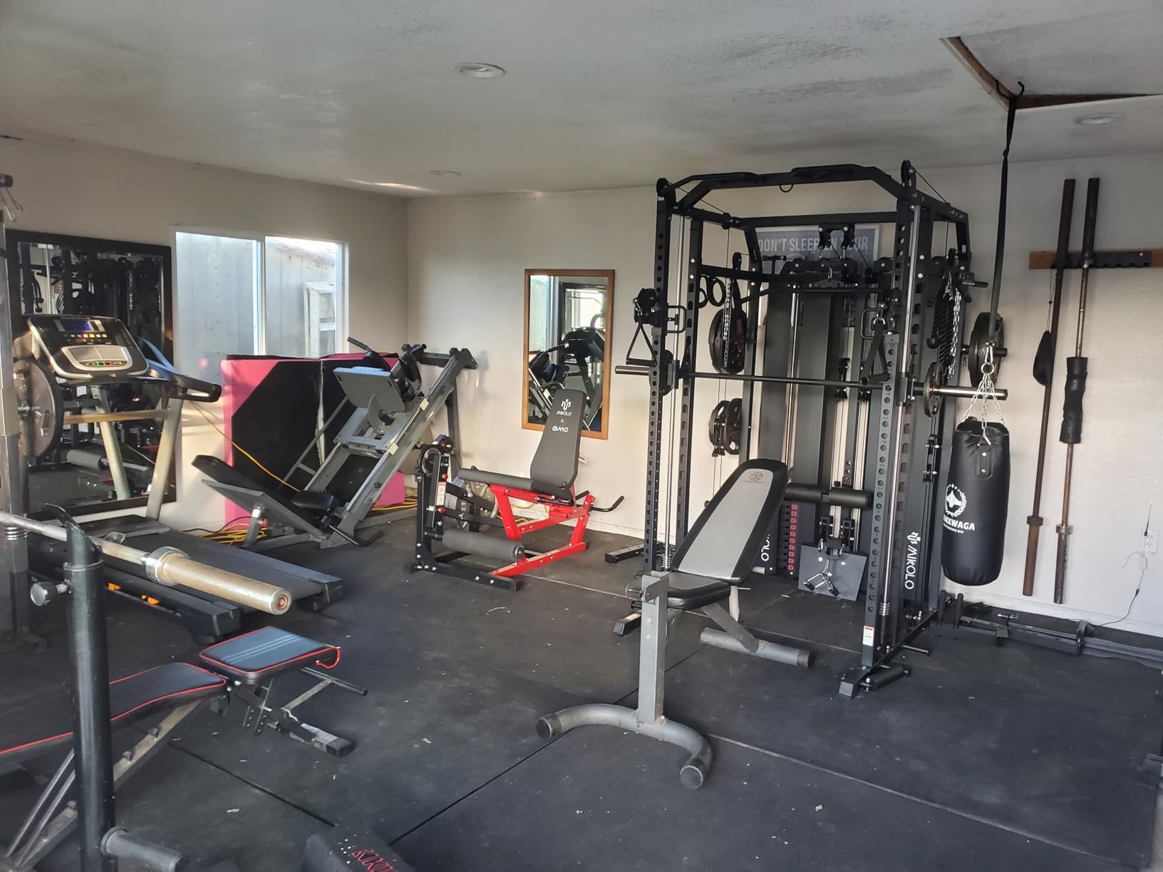 Mikolo Smith Machine with Weight Stack, Power Cage Home Gym System with LAT Pulldown & Cable Crossover, Multi-Functional Trainer with Dual Pulley System, Includes 10+ Free Attachments customer photo 2