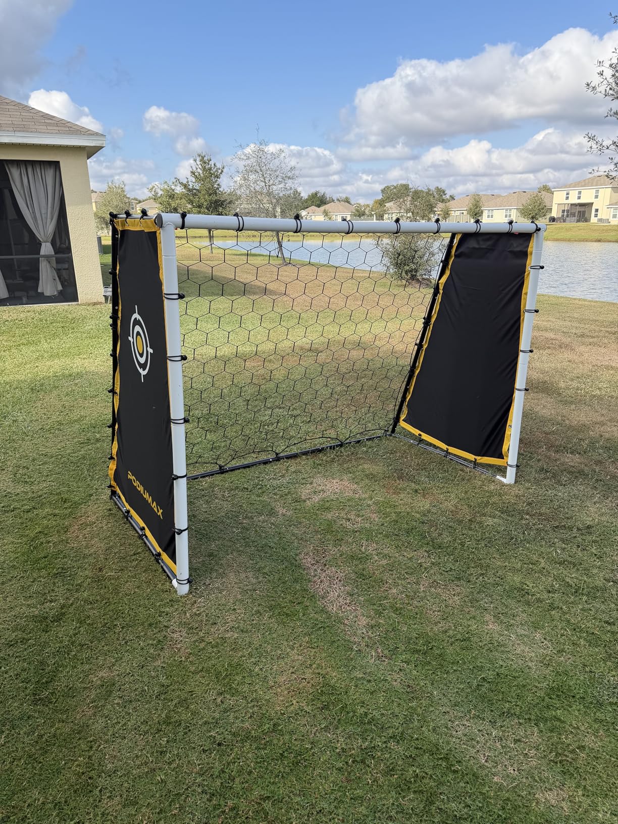 PodiuMax 4 in 1 Soccer Goal & Rebounder, 7x5ft Rebound Net with Upgrade Frame, Steel Ground Pass Net for Backyard Park Field, Soccer Kick Back Trainer for High Passing, Low Passing & Shooting Training customer photo 1