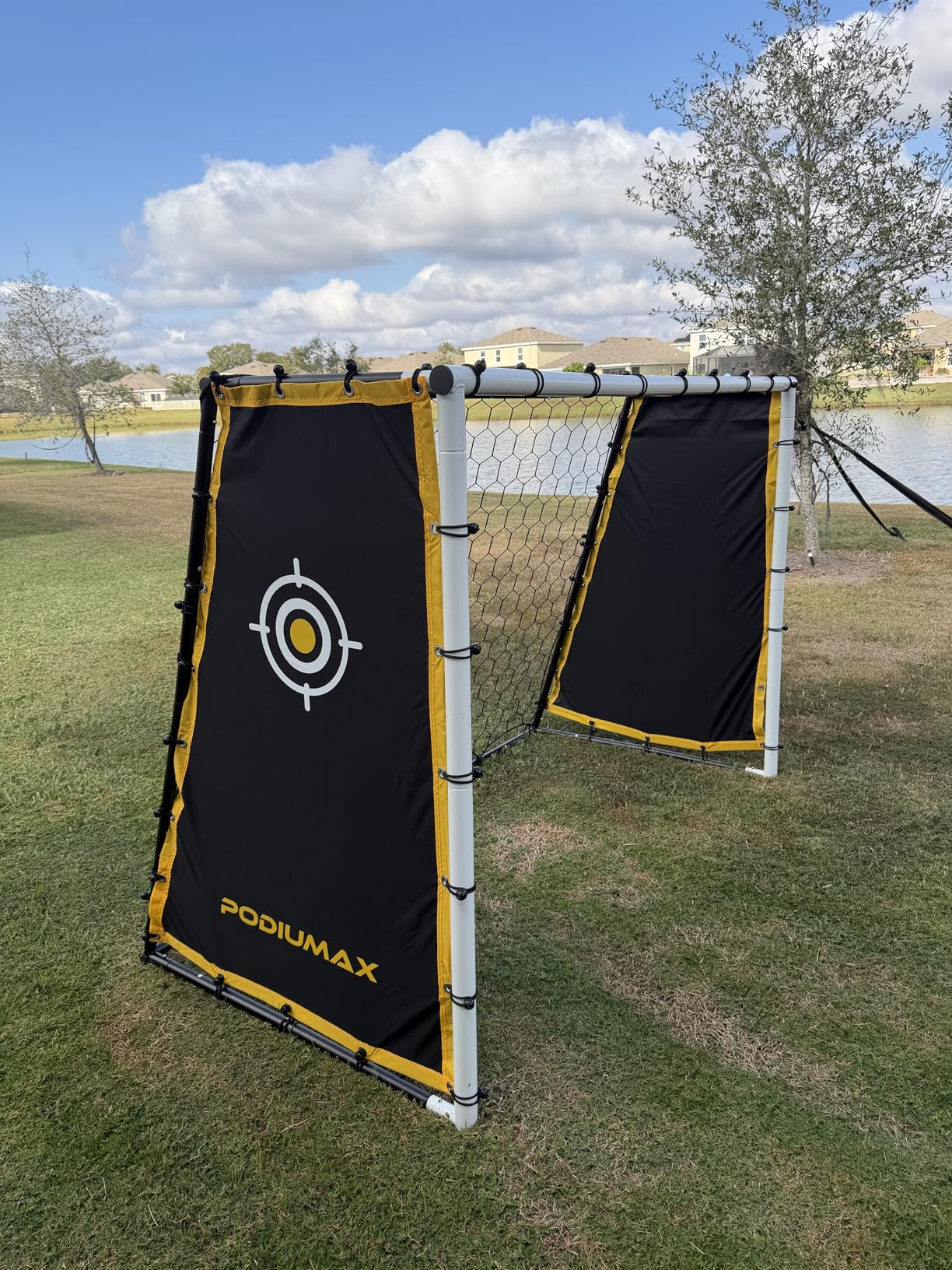 PodiuMax 4 in 1 Soccer Goal & Rebounder, 7x5ft Rebound Net with Upgrade Frame, Steel Ground Pass Net for Backyard Park Field, Soccer Kick Back Trainer for High Passing, Low Passing & Shooting Training customer photo 2