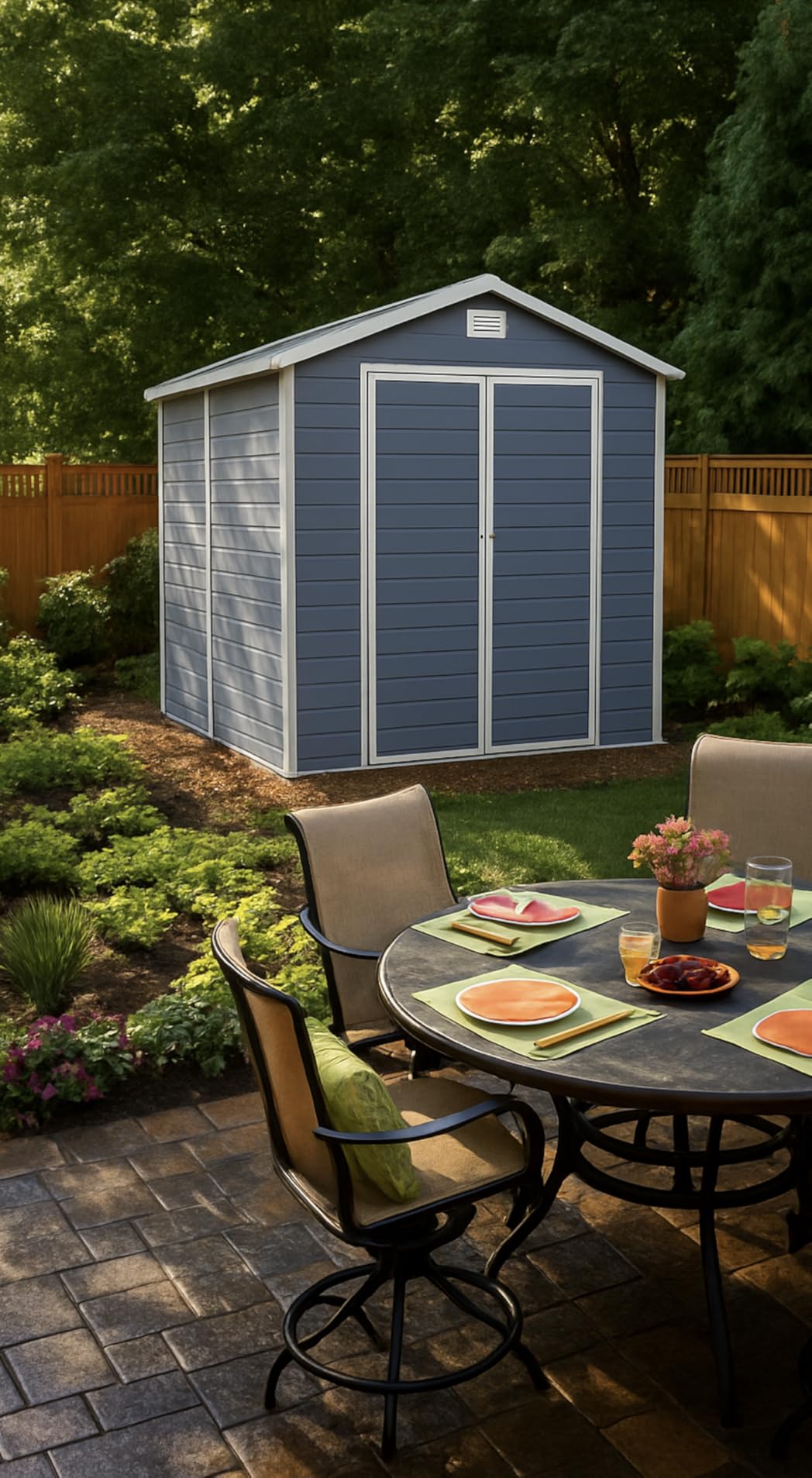 Aoxun 8 x 6 FT Outdoor Storage Shed with Window, Resin Shed with Floor & Lockable Doors, Garden Shed Waterproof Plastic Tool Shed with Sloped Roof for Backyard, Garden, Patio, Lawn, Grey customer photo 1